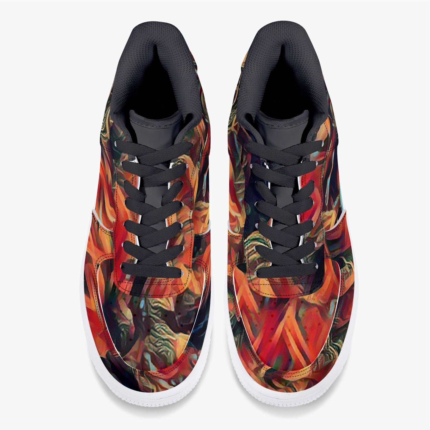 Trees Whisper Black Low-Top Leather Sports Sneakers