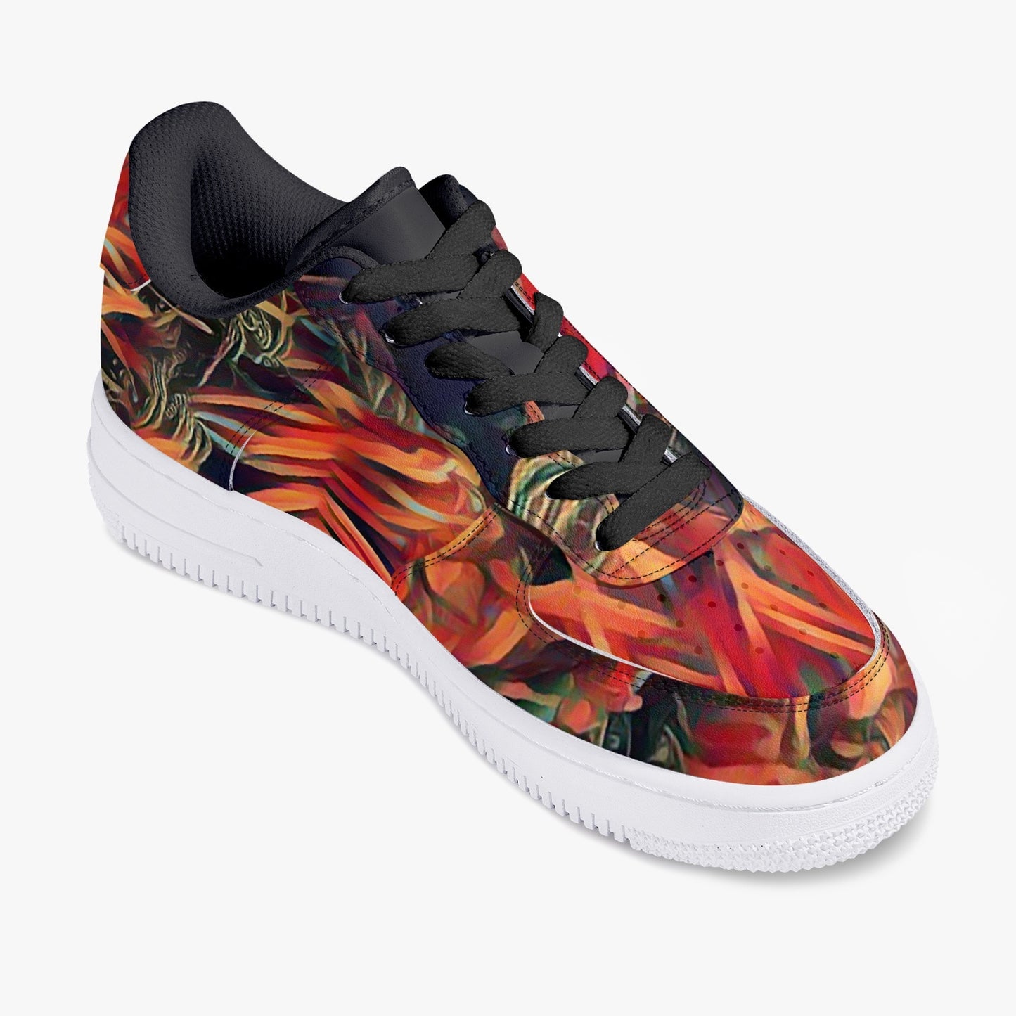 Trees Whisper Black Low-Top Leather Sports Sneakers