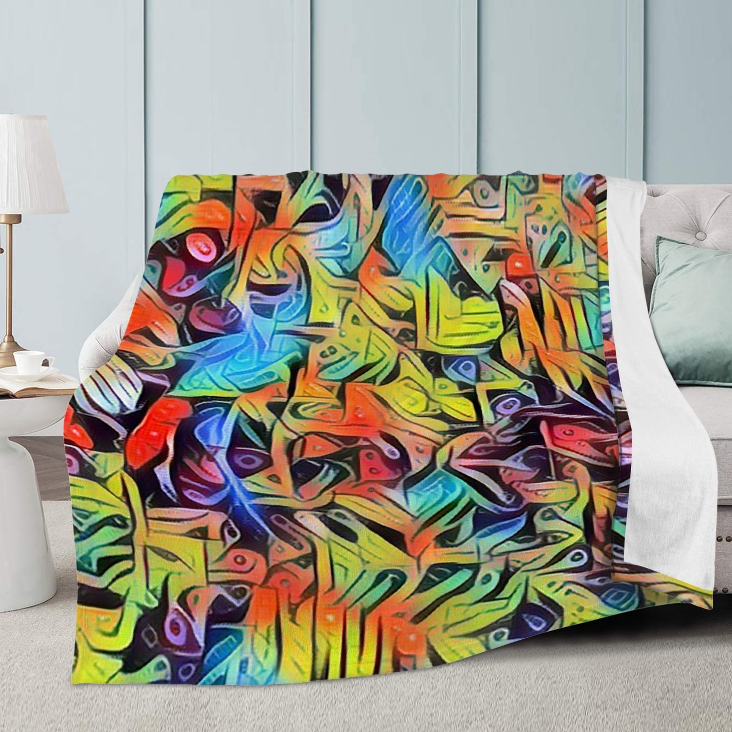 Funky Whispers Dual-sided Stitched Fleece Blanket
