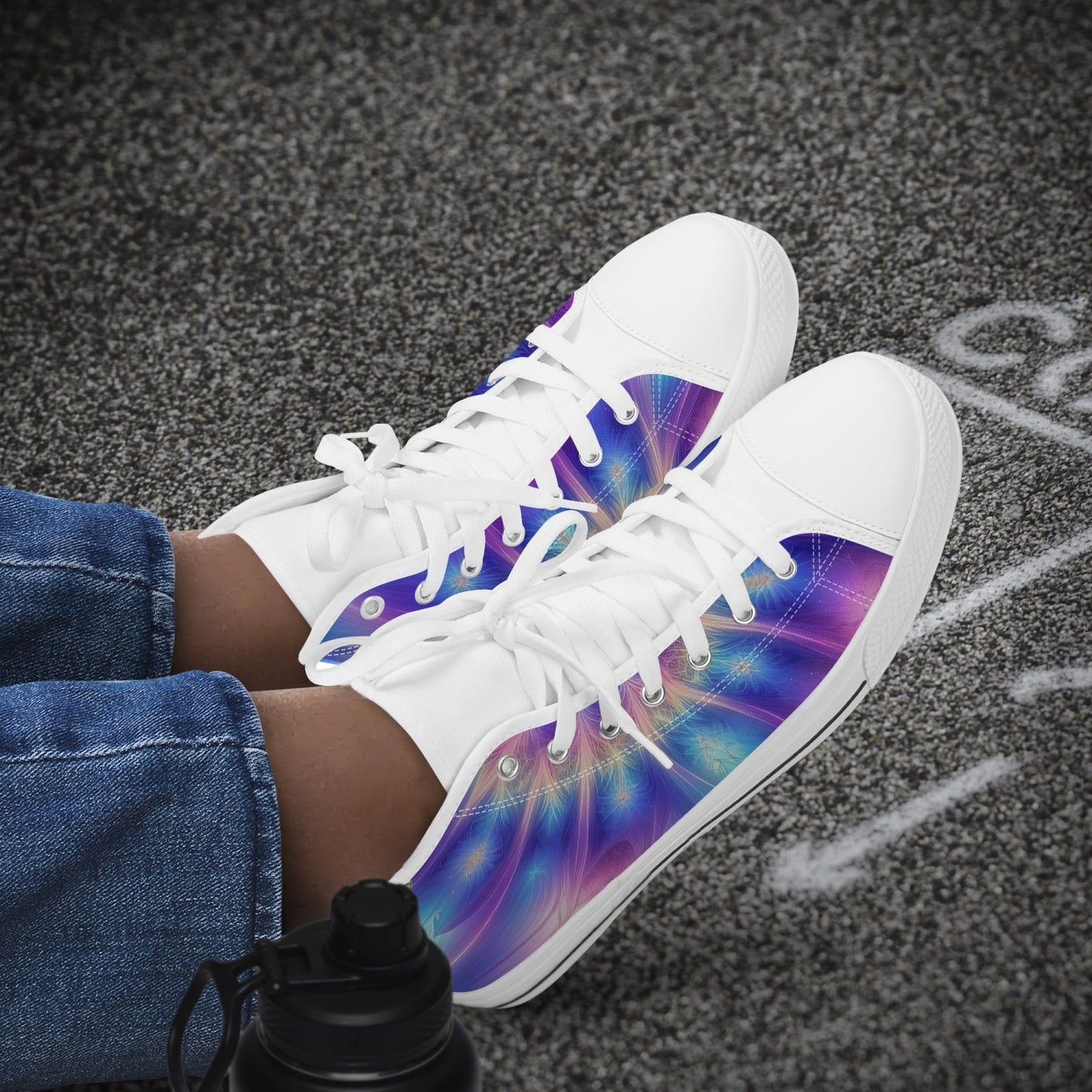 Ascension Tie-Dye Classic High-Top Canvas Shoes - White/Black