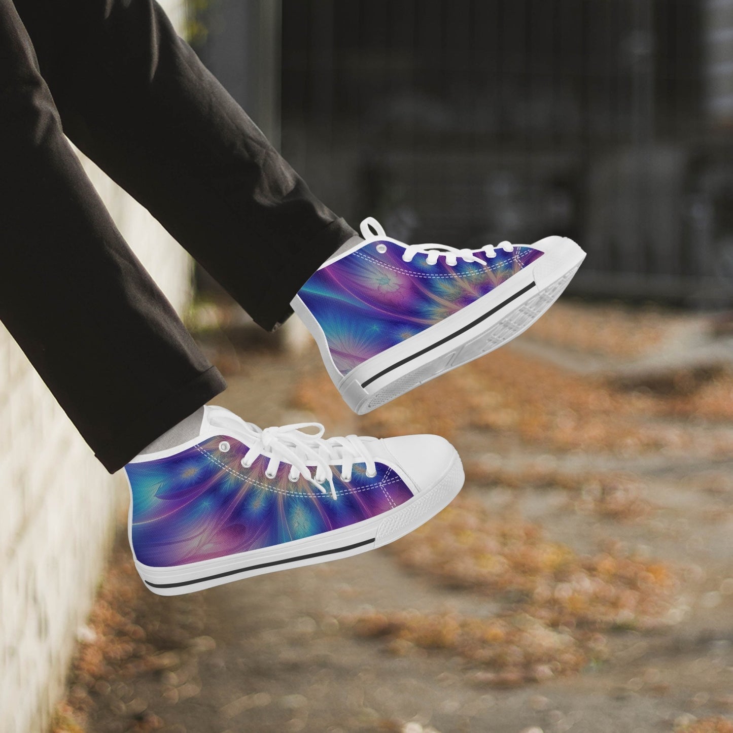 Ascension Tie-Dye Classic High-Top Canvas Shoes - White/Black