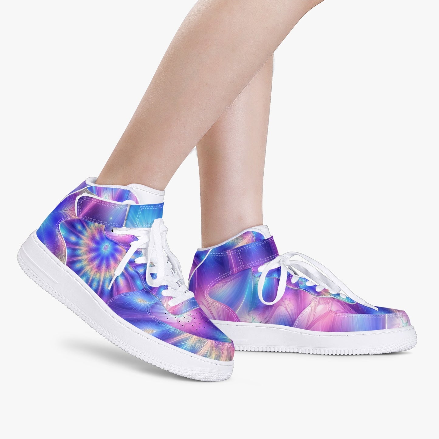 Ascension Tie-Dye AF1 High-Top Leather Sports Sneakers