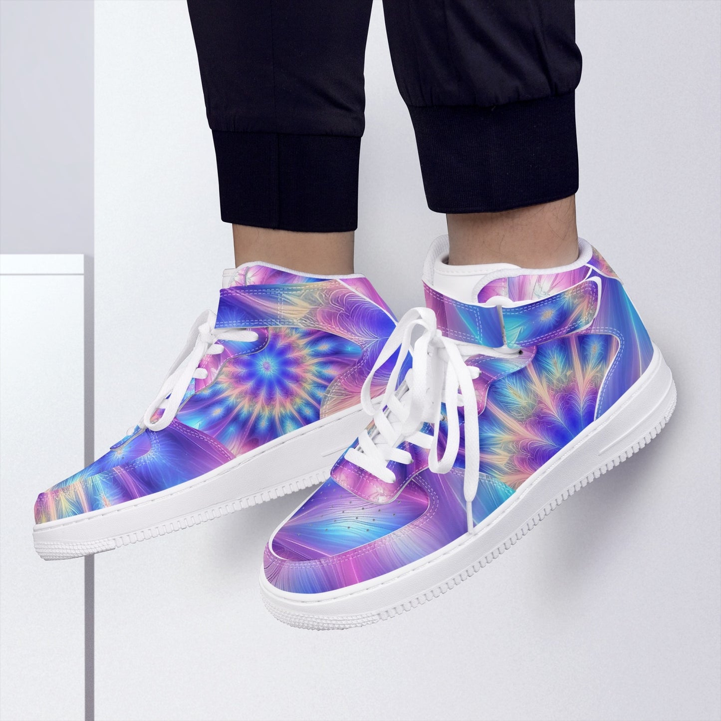 Ascension Tie-Dye AF1 High-Top Leather Sports Sneakers