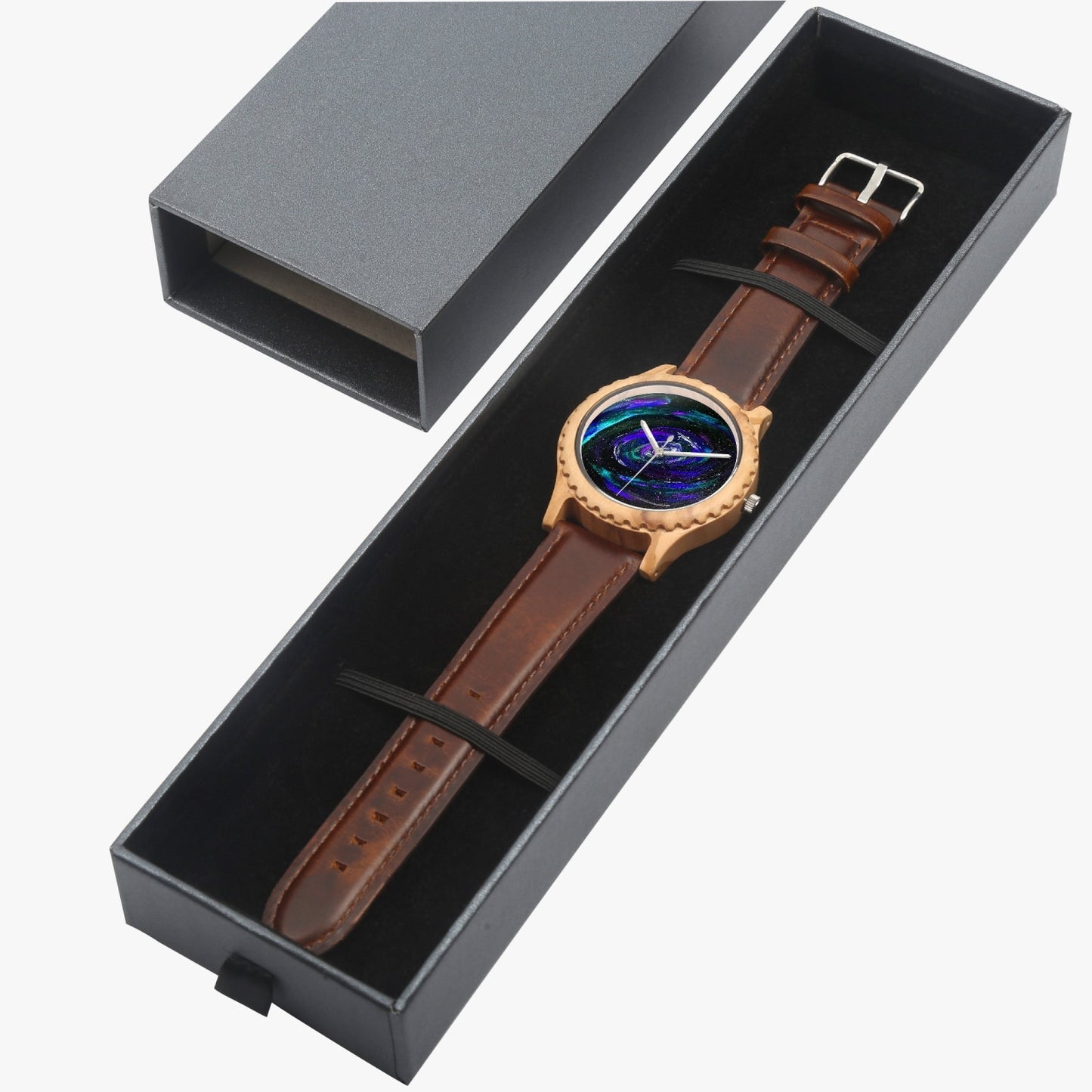 Infinite Italian Olive Lumber Wooden Watch - Leather Strap