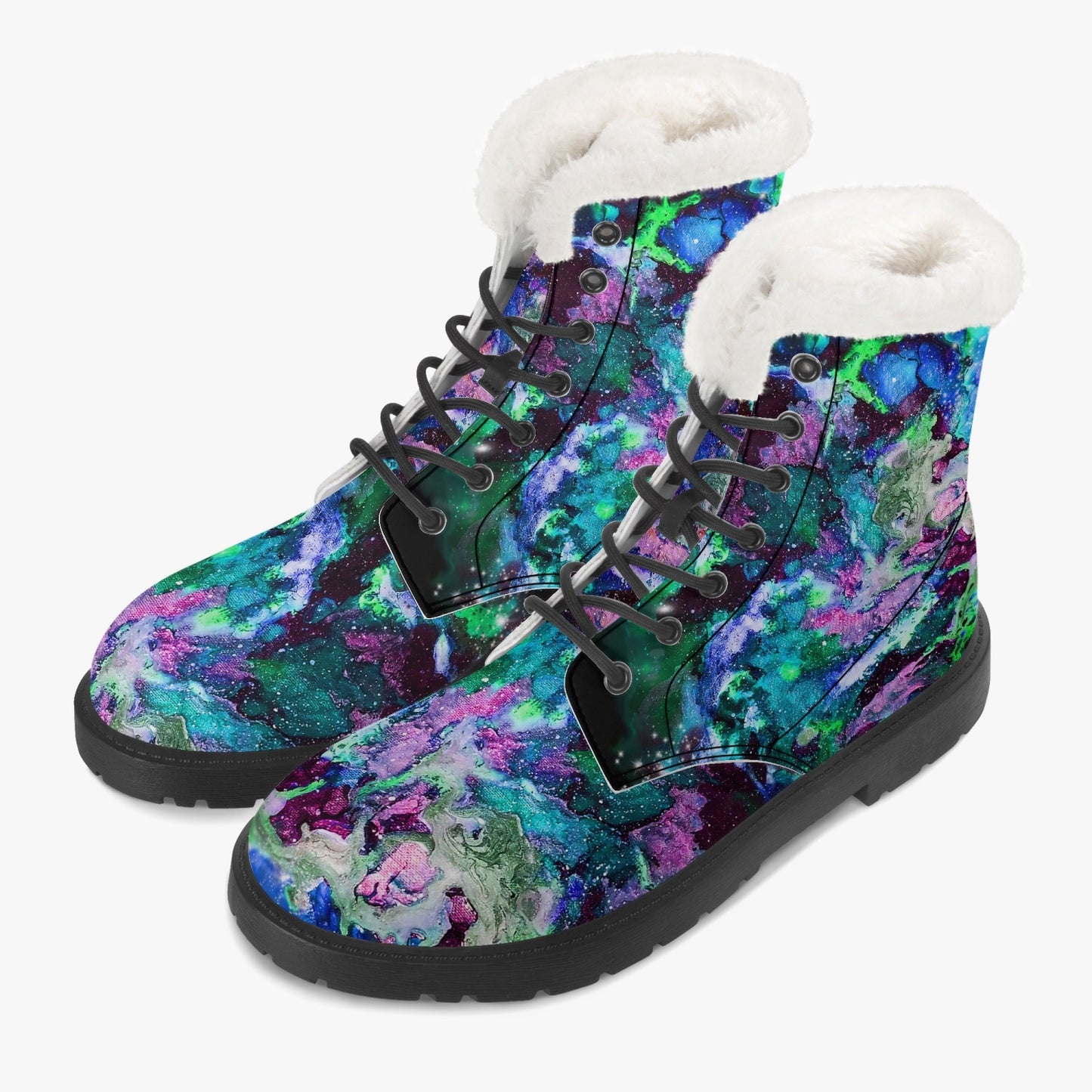 Galaxy Faux Fur Leather Boots