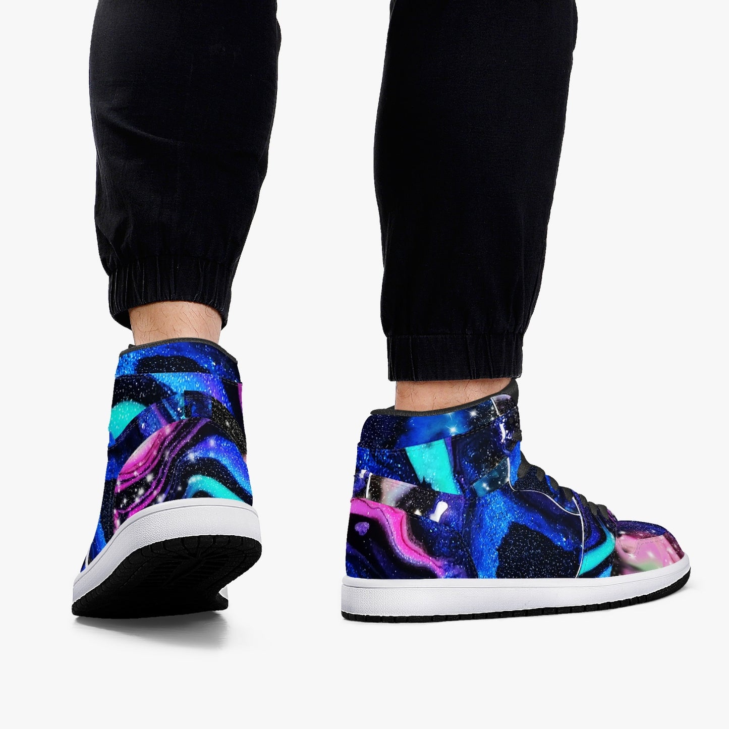Galactic Beauty Black High-Top Leather Sneakers