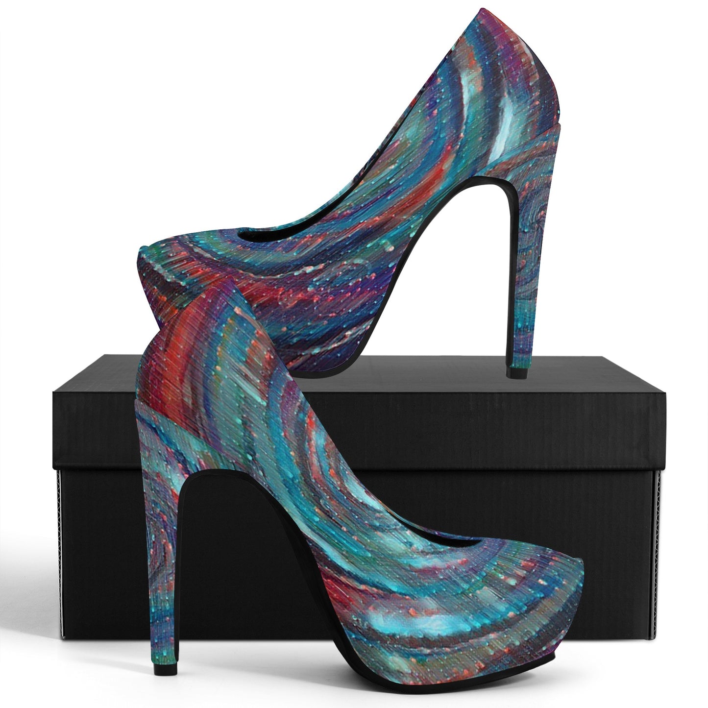 Meteor Shower and Galactic Whirlpool Women Platform Pumps 5 Inch High Heels