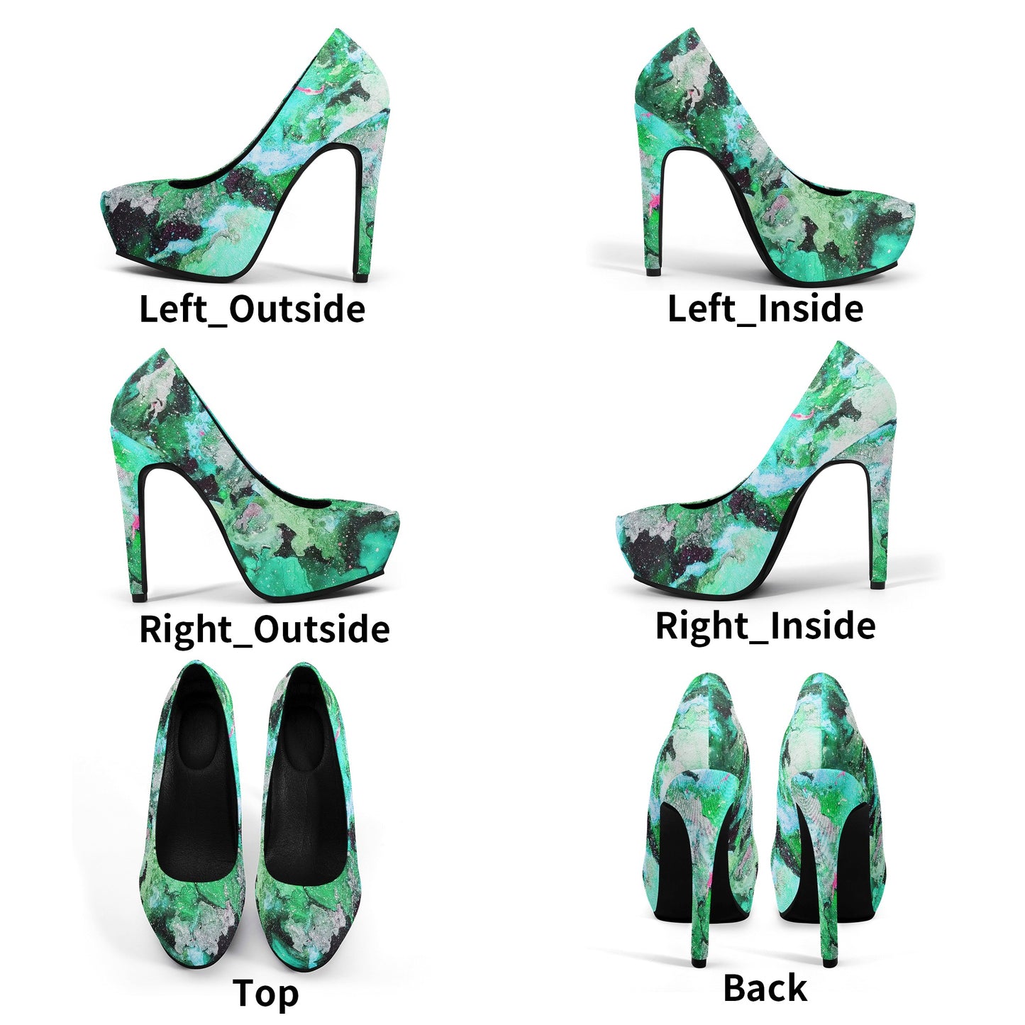 Galaxy Turquoise Women Platform Pumps 5 Inch High Heels