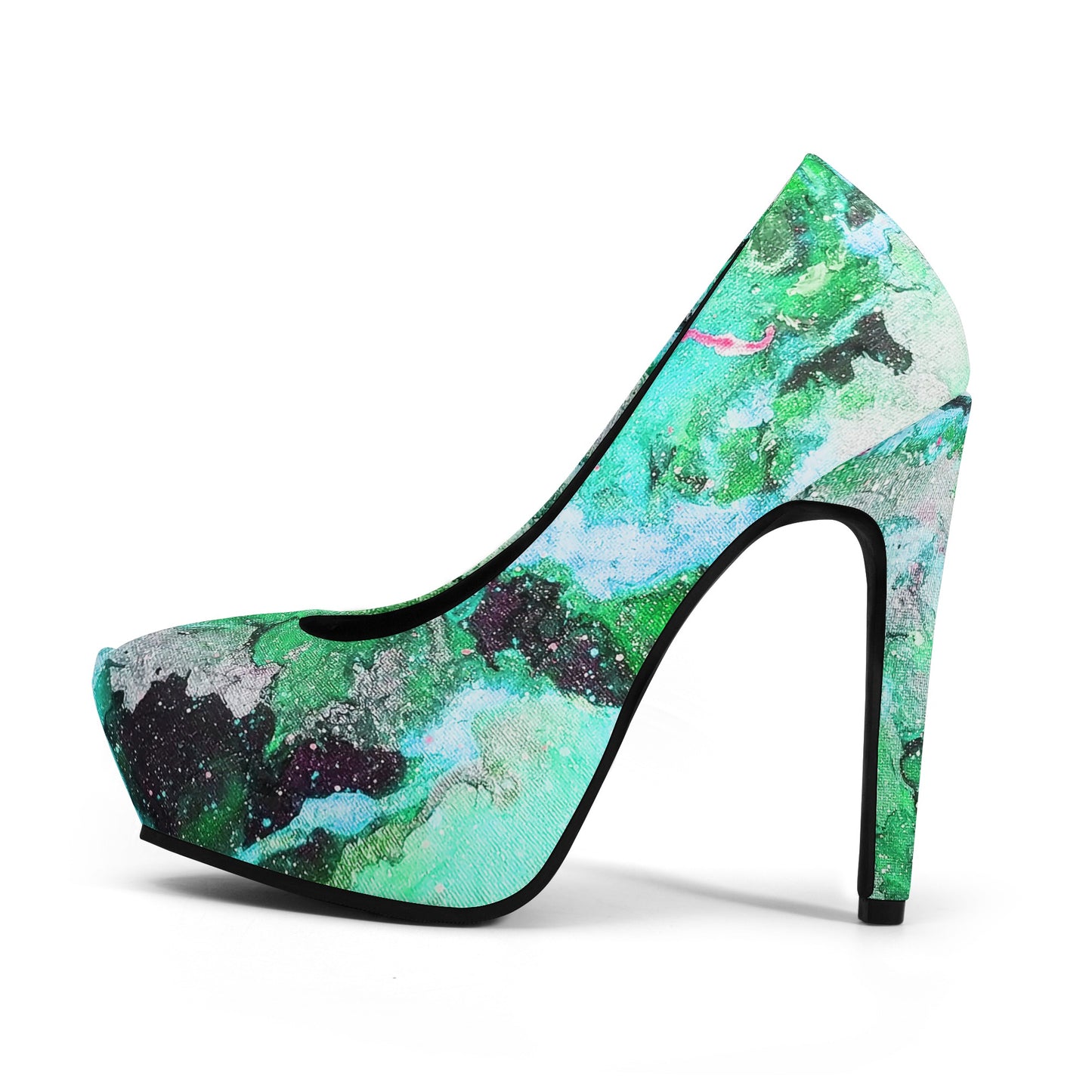 Galaxy Turquoise Women Platform Pumps 5 Inch High Heels