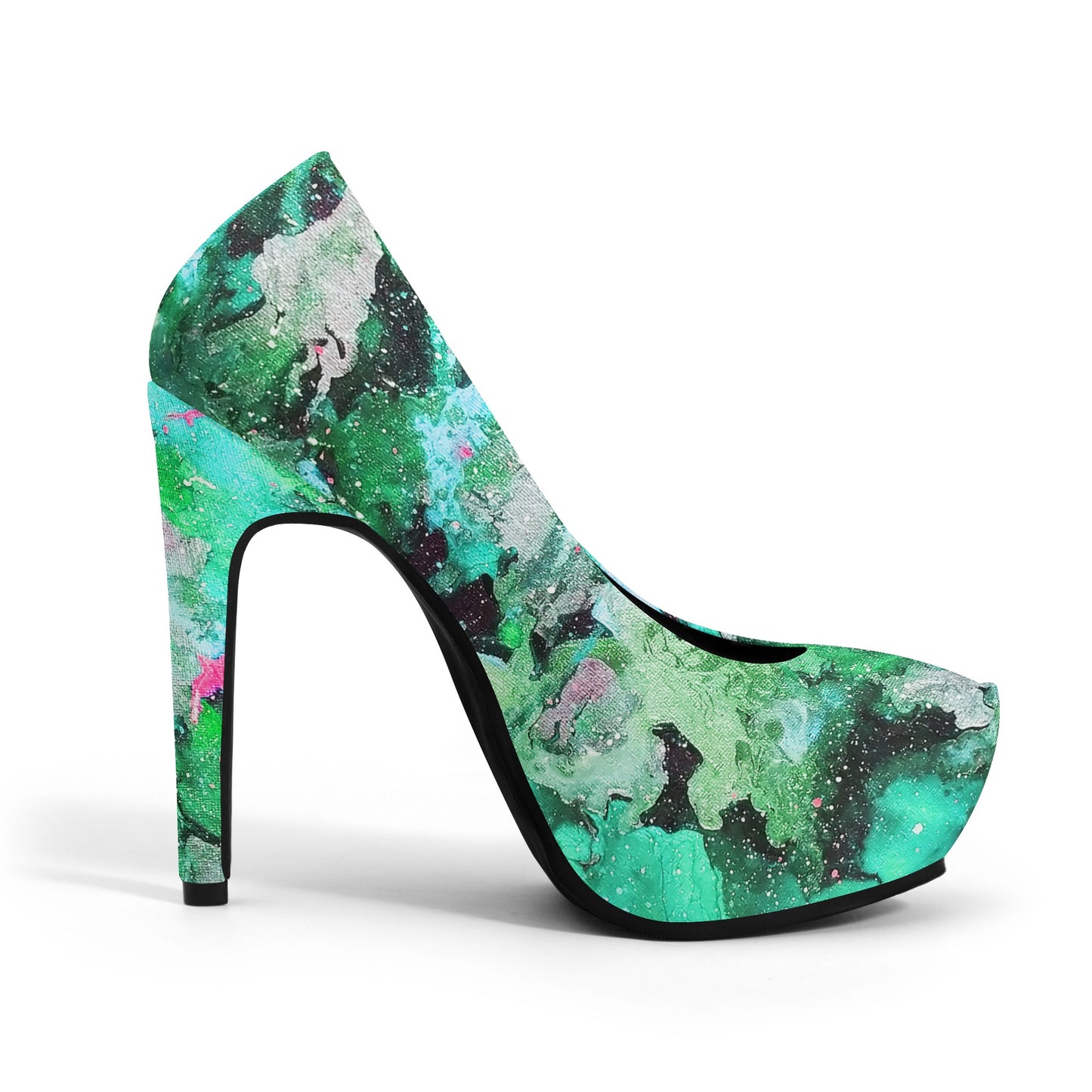 Galaxy Turquoise Women Platform Pumps 5 Inch High Heels