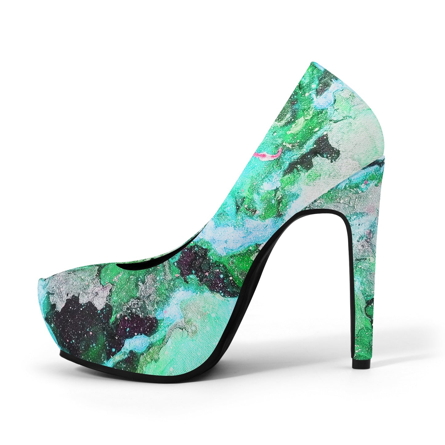 Galaxy Turquoise Women Platform Pumps 5 Inch High Heels
