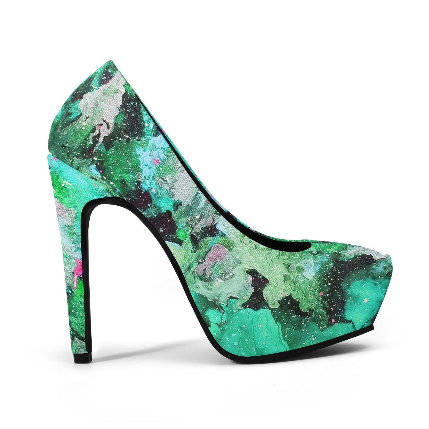 Galaxy Turquoise Women Platform Pumps 5 Inch High Heels