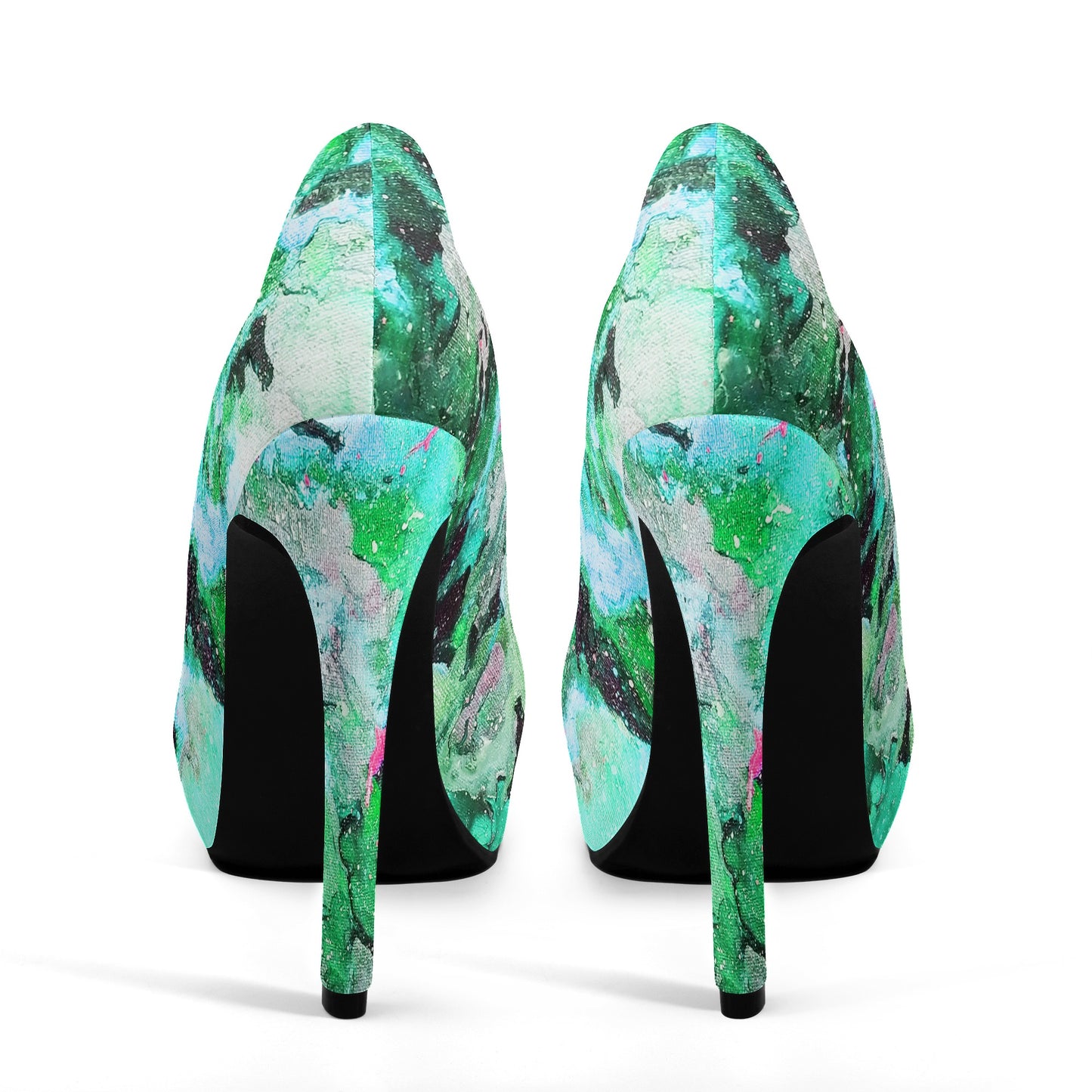 Galaxy Turquoise Women Platform Pumps 5 Inch High Heels