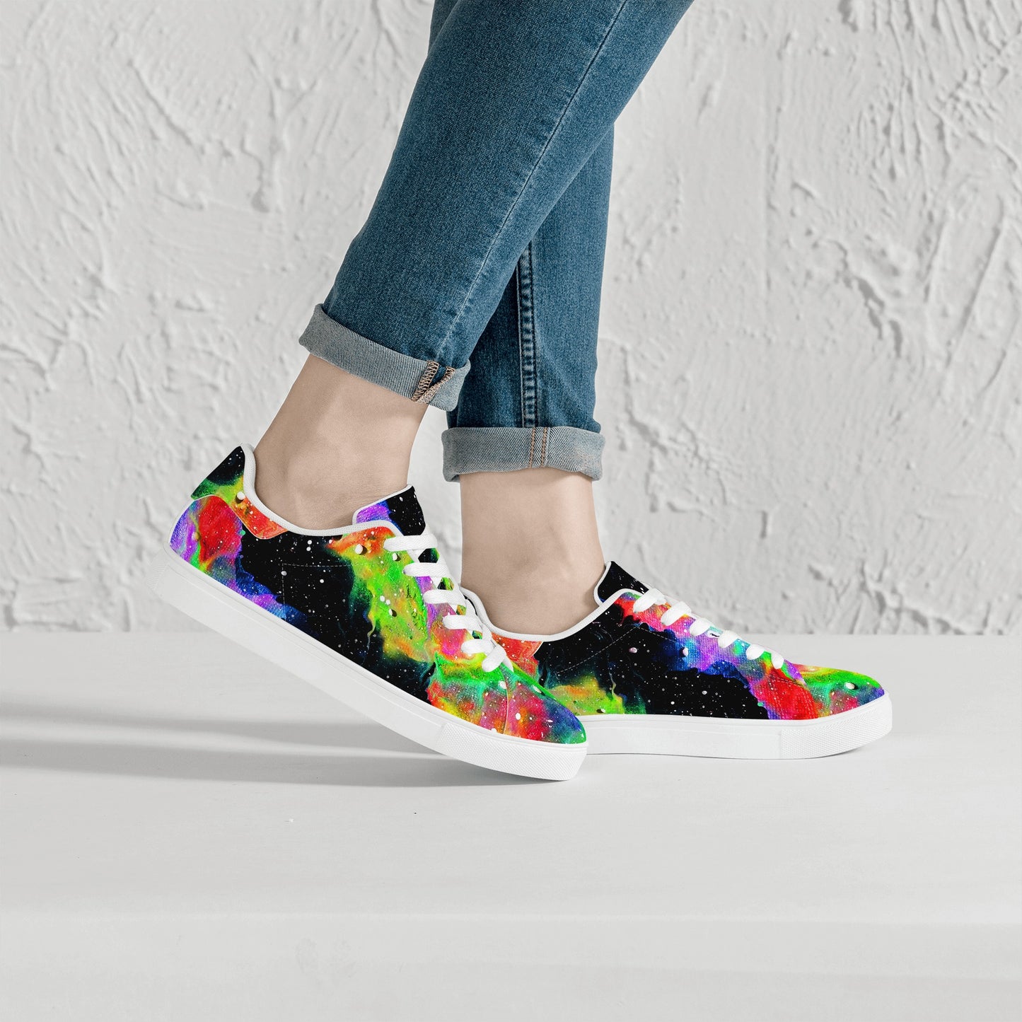Rainbow Galaxy Womens Low Top Leather Sneakers