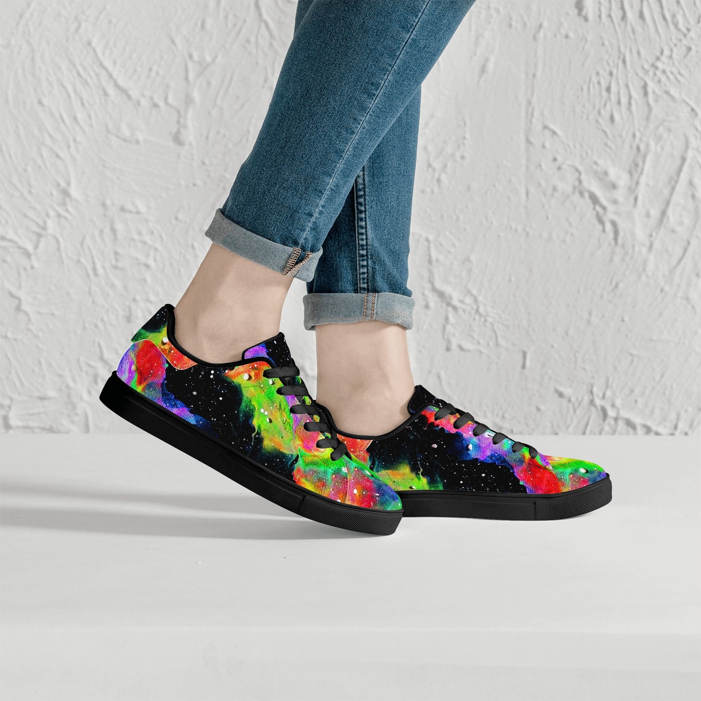 Rainbow Galaxy Womens Low Top Leather Sneakers