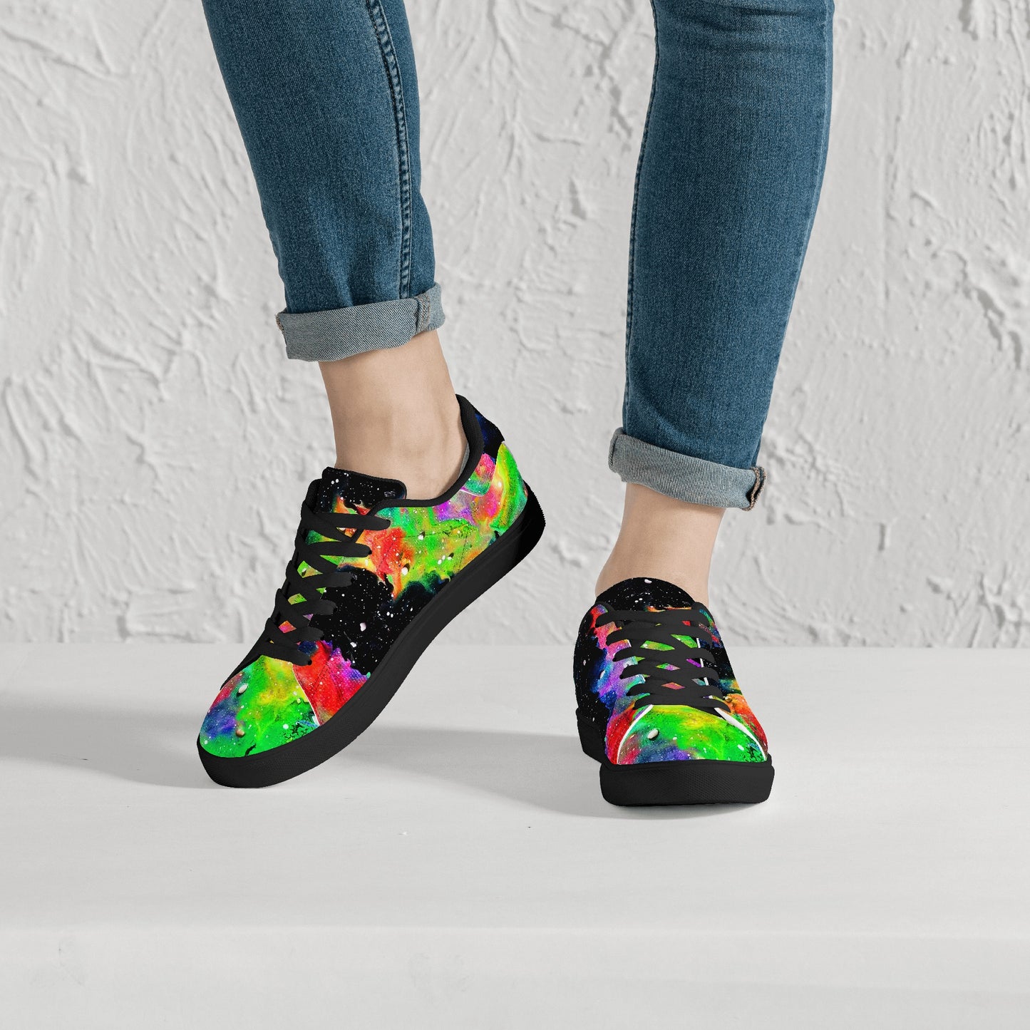 Rainbow Galaxy Womens Low Top Leather Sneakers