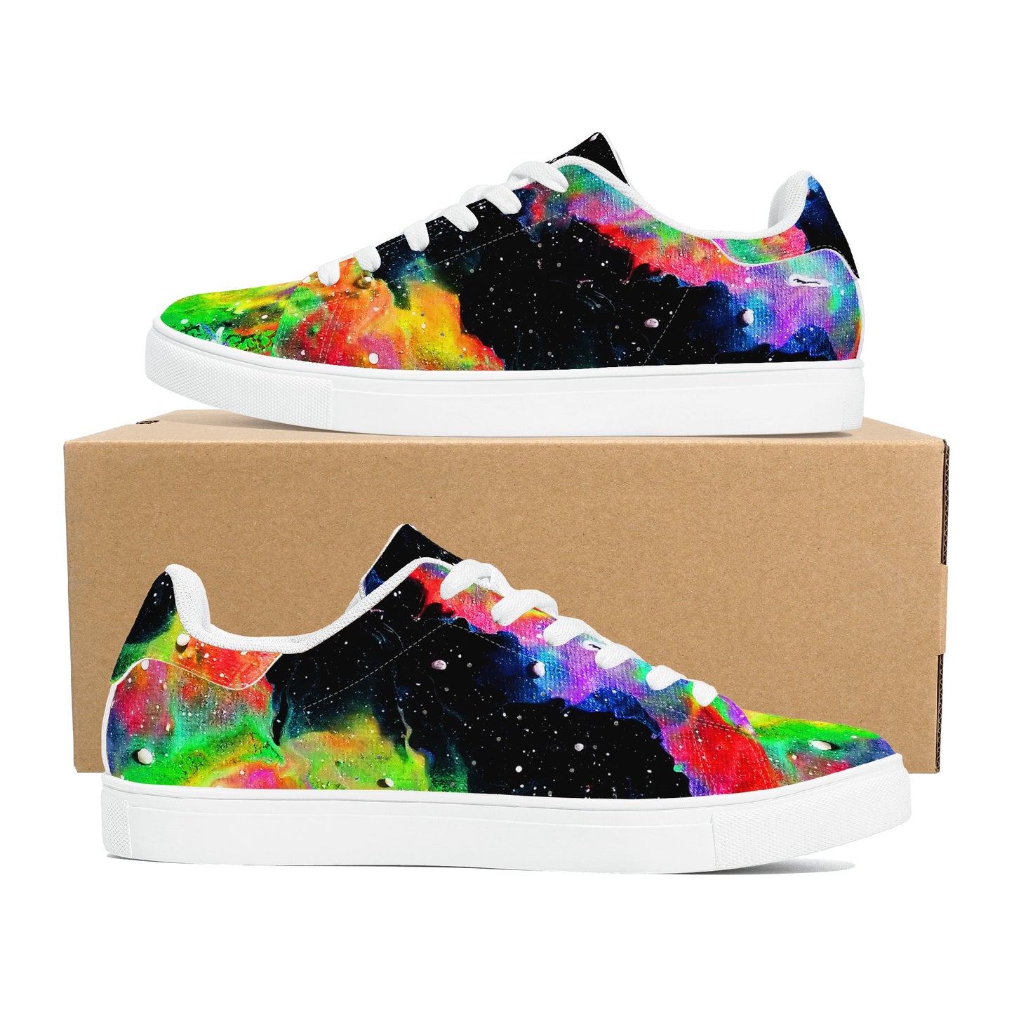 Rainbow Galaxy Womens Low Top Leather Sneakers