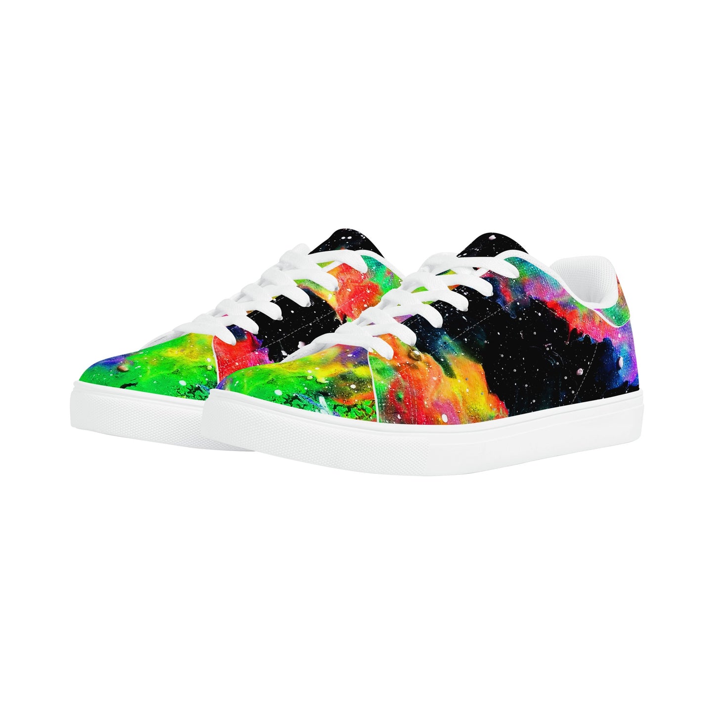 Rainbow Galaxy Womens Low Top Leather Sneakers