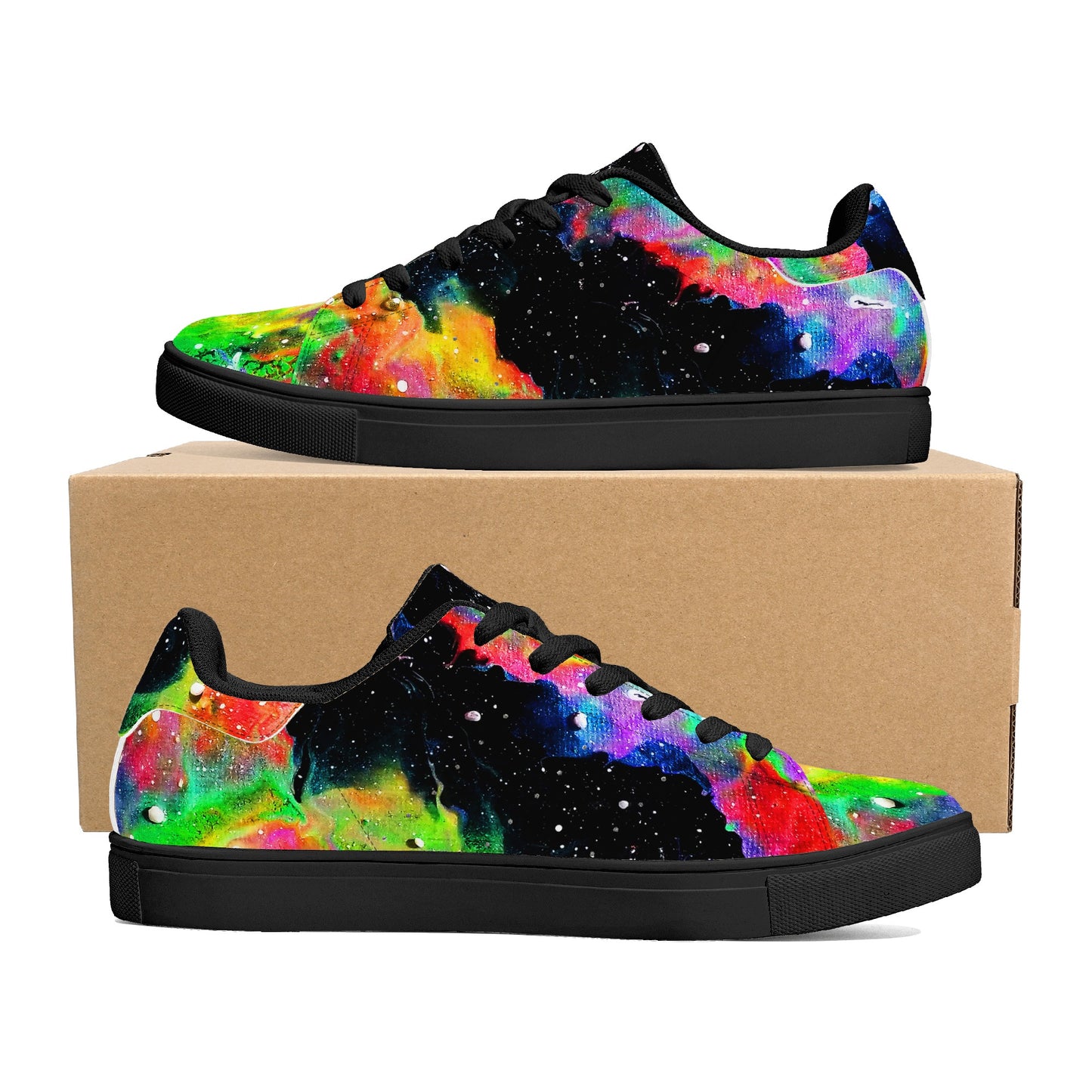 Rainbow Galaxy Womens Low Top Leather Sneakers
