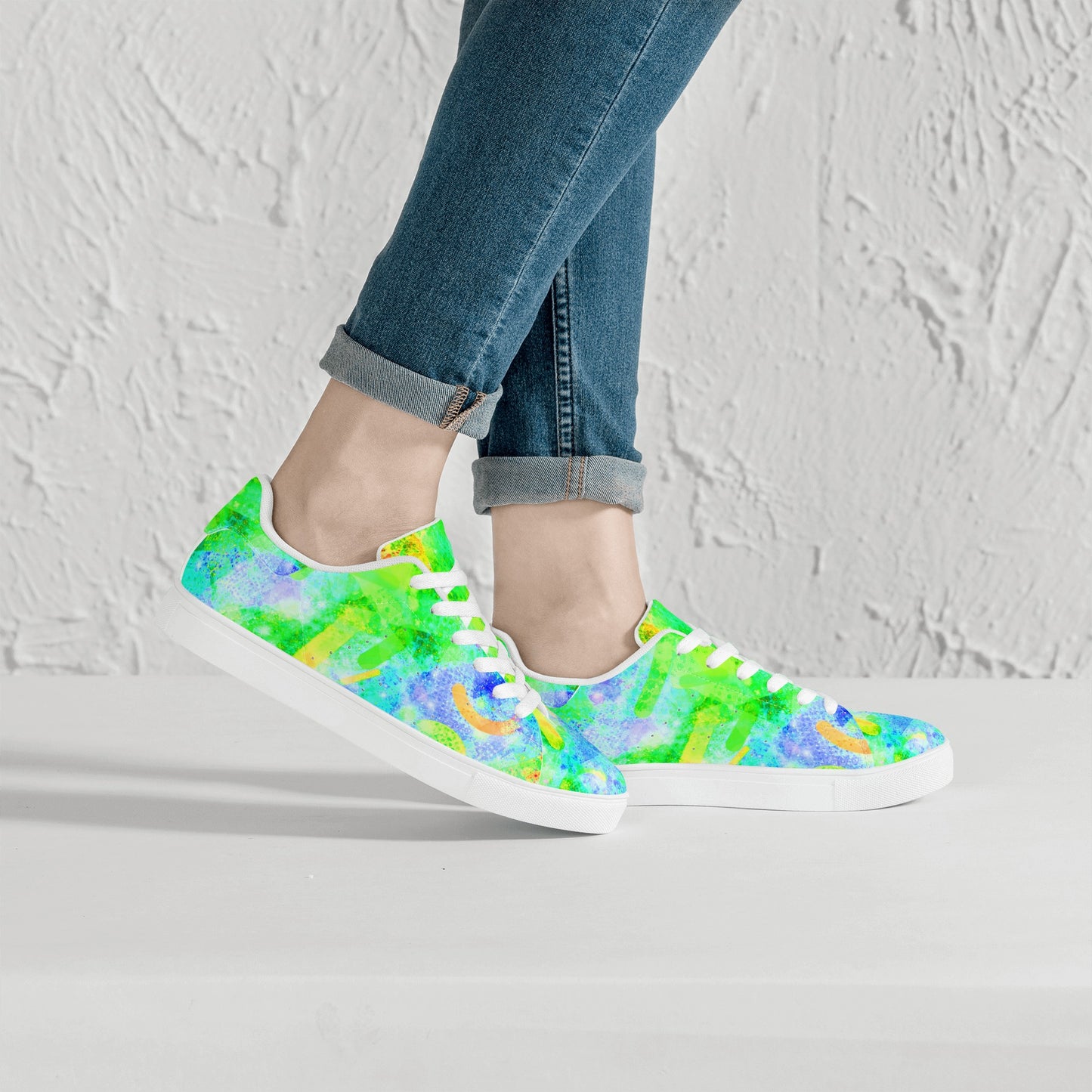 Pastel Skies Womens Low Top Leather Sneakers