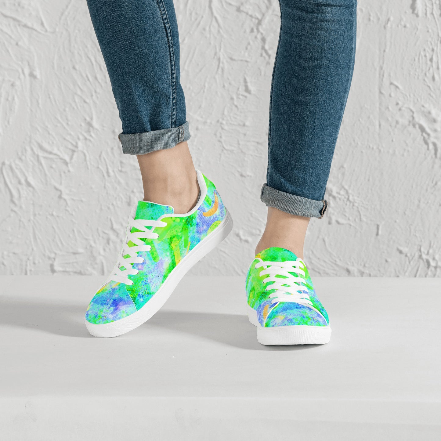 Pastel Skies Womens Low Top Leather Sneakers