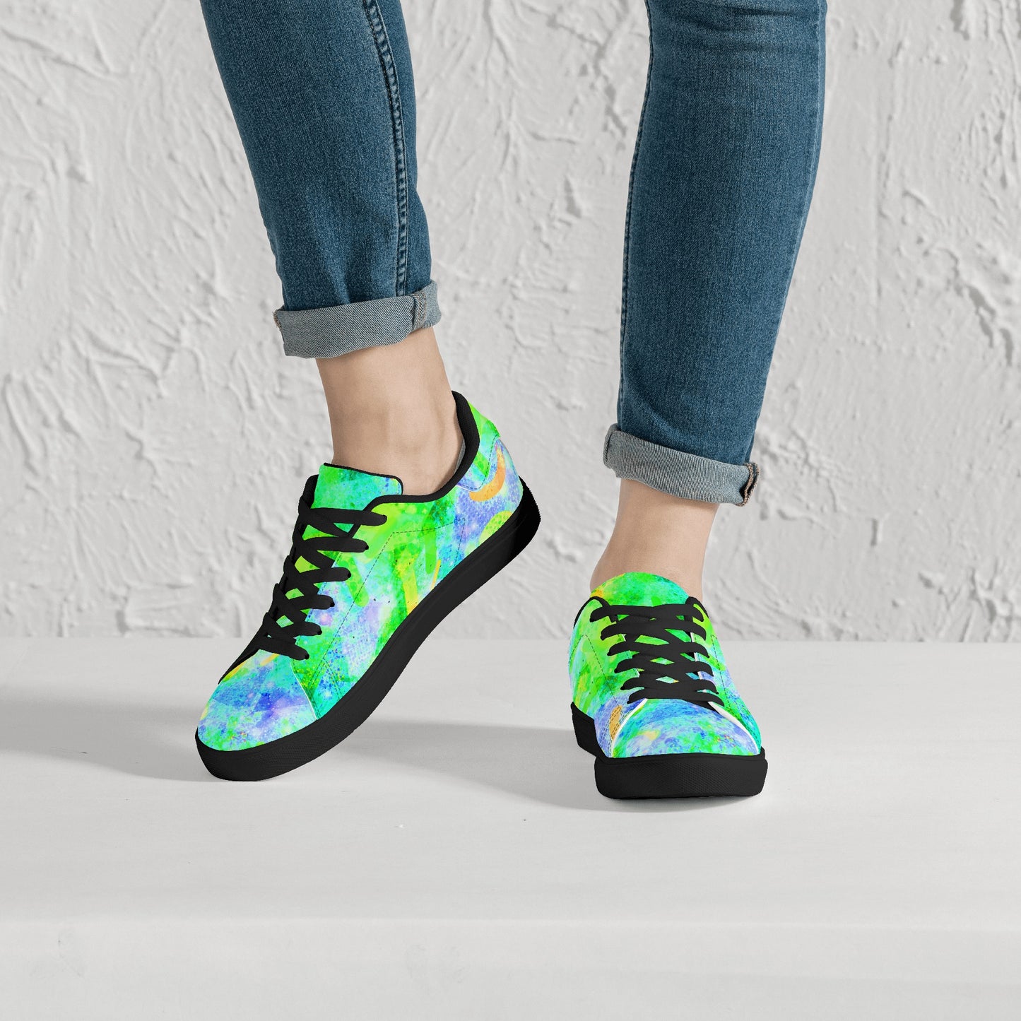 Pastel Skies Womens Low Top Leather Sneakers