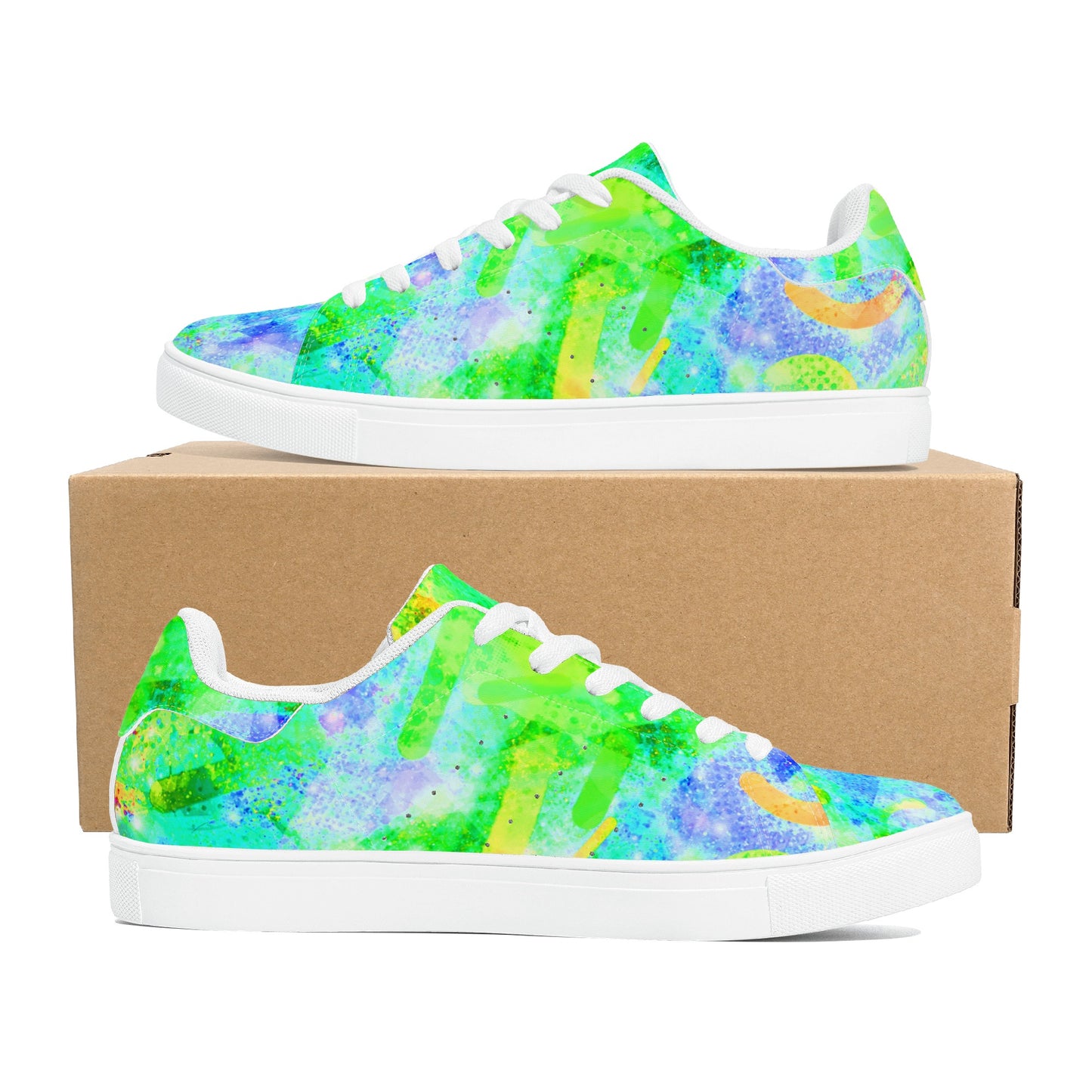 Pastel Skies Womens Low Top Leather Sneakers