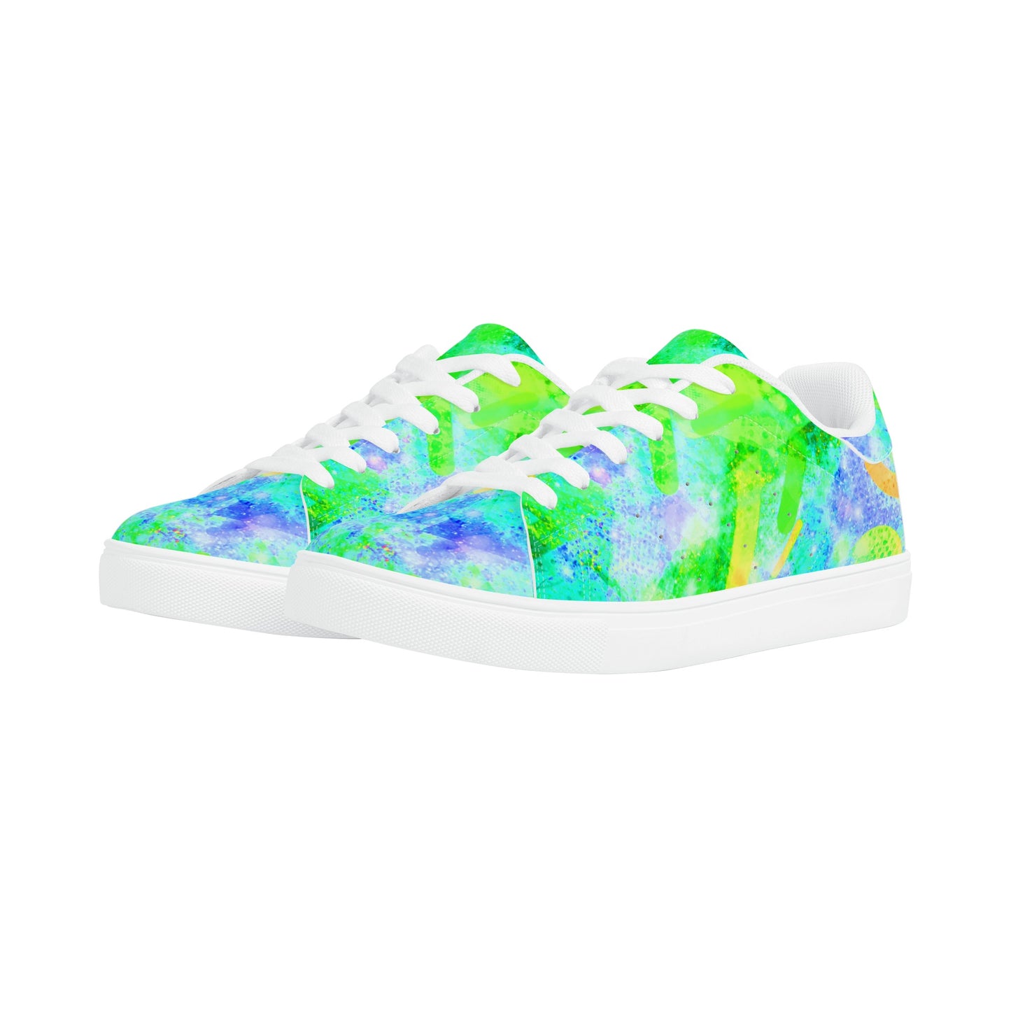 Pastel Skies Womens Low Top Leather Sneakers