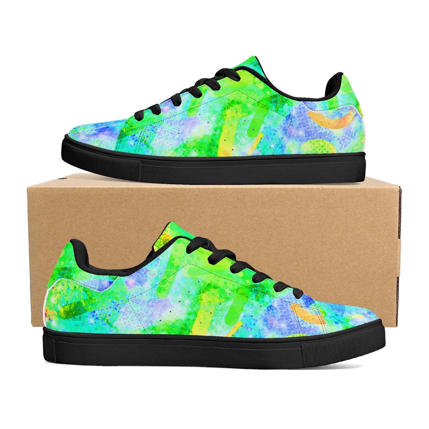 Pastel Skies Womens Low Top Leather Sneakers
