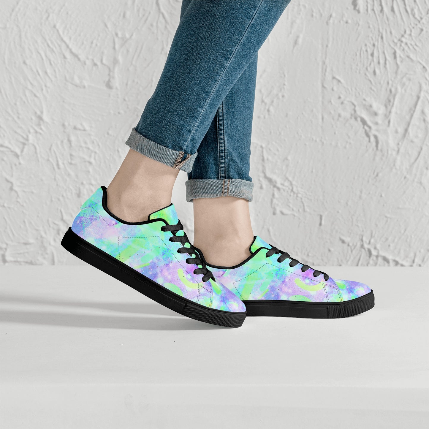 Pastel Skies Womens Low Top Leather Sneakers