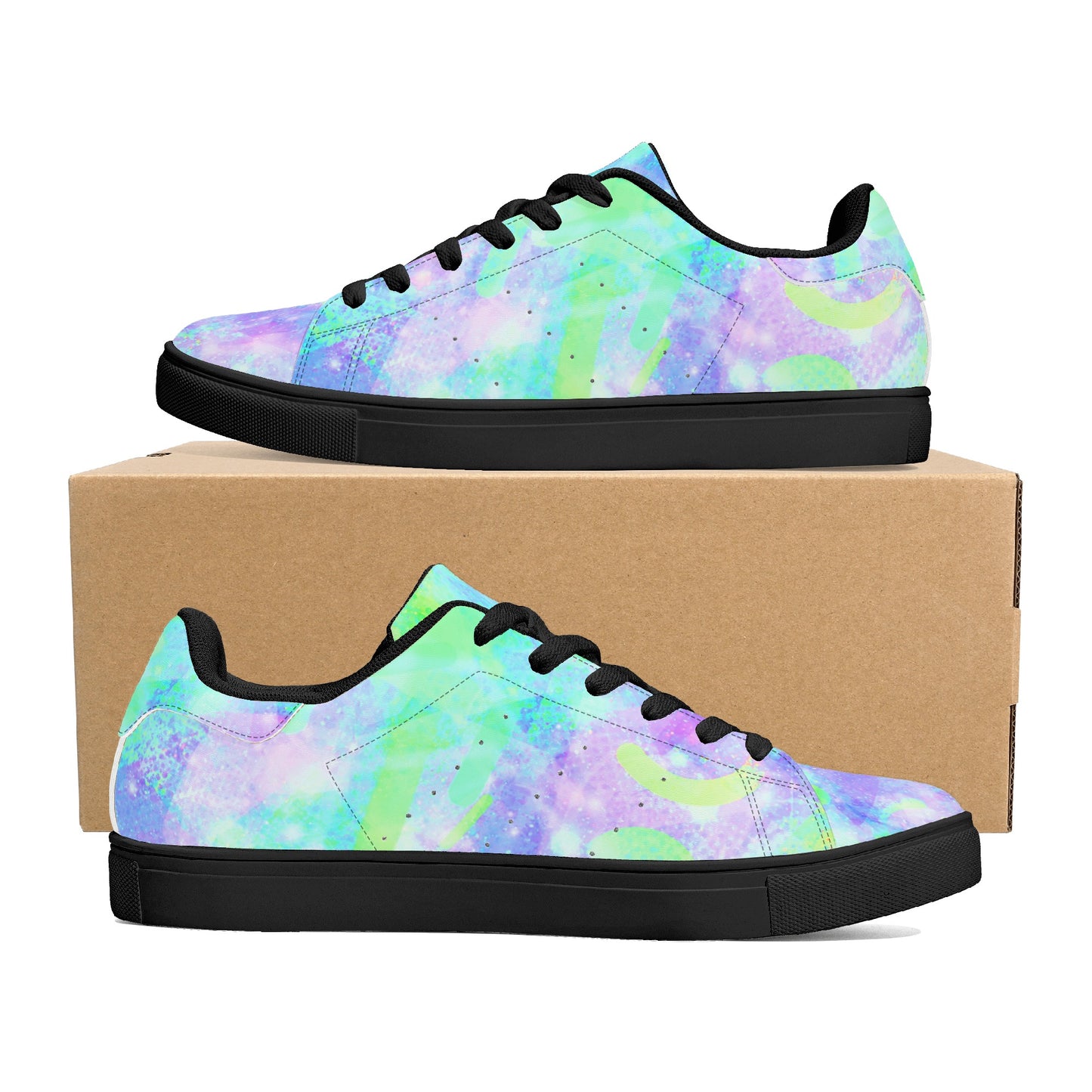 Pastel Skies Womens Low Top Leather Sneakers