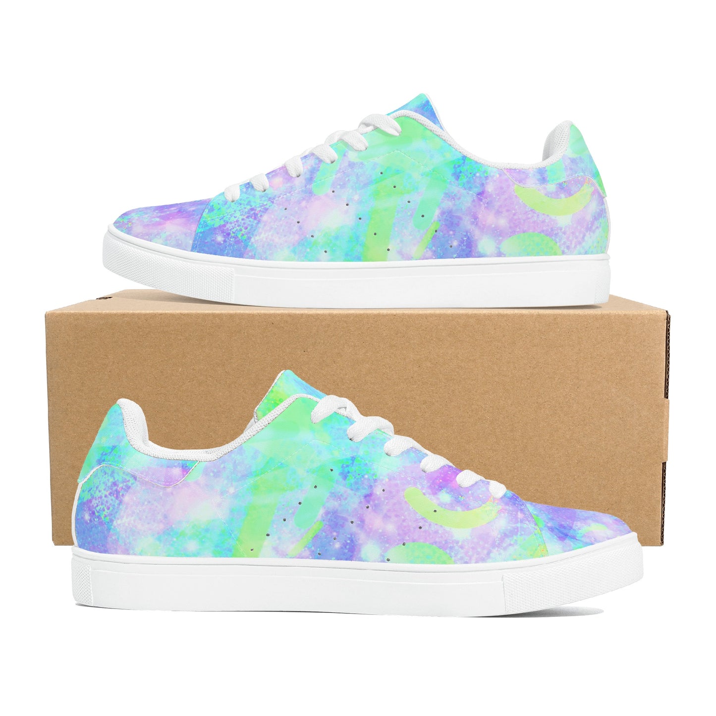 Pastel Skies Womens Low Top Leather Sneakers