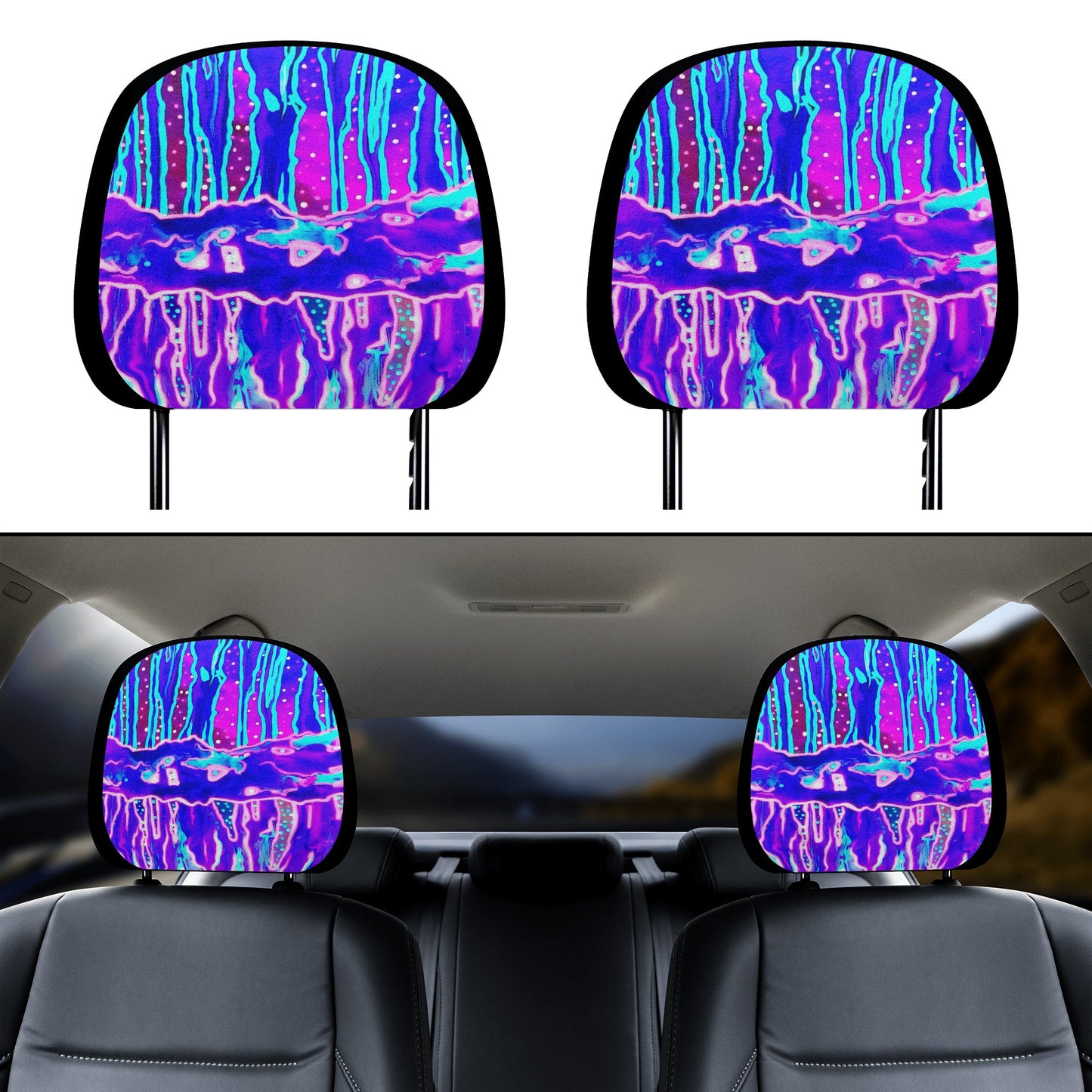 Mystic Cave Car Headrest Covers
