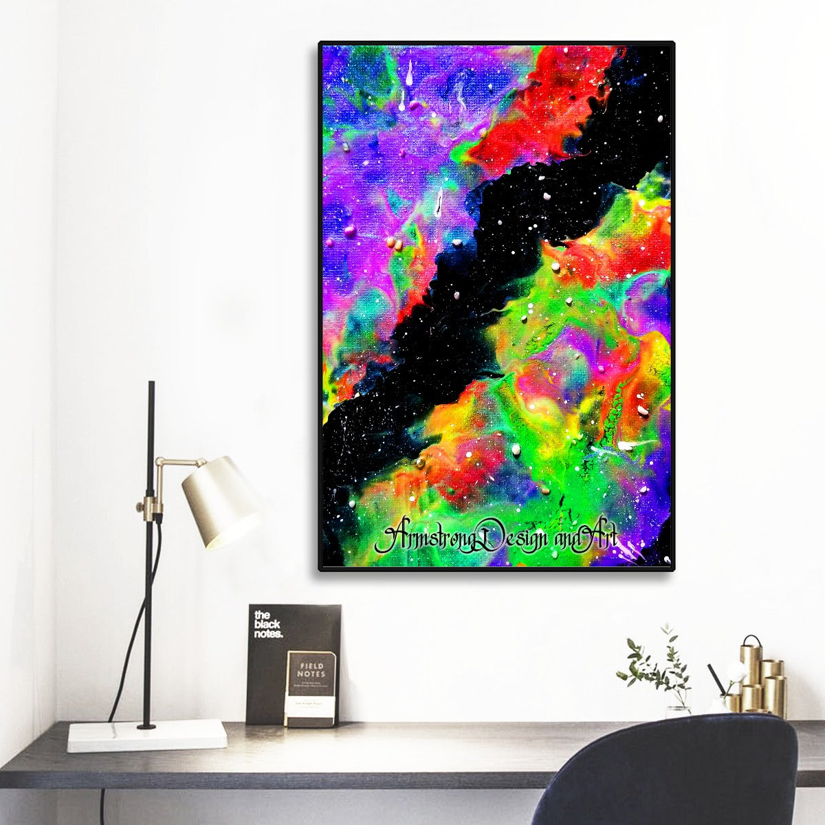 Galactic Rainbow Black Frame Mural