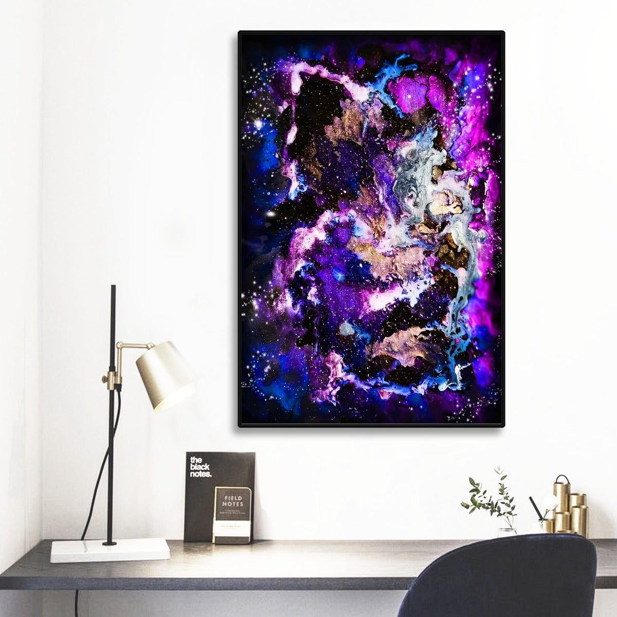 Purple/Blue Galaxy Black Frame Mural