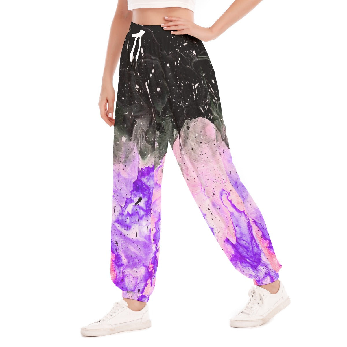 Galactic Fire Women's Loose Striped Trousers With Waist drawstring