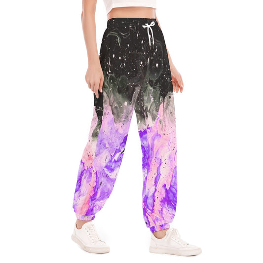 Galactic Fire Women's Loose Striped Trousers With Waist drawstring