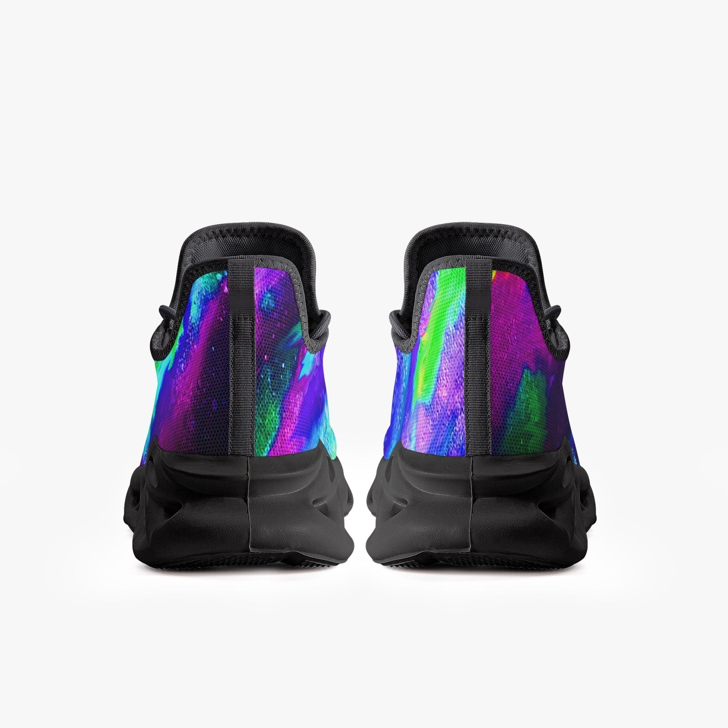 Explosive Nebula Green Bounce Mesh Knit Sneakers - Black
