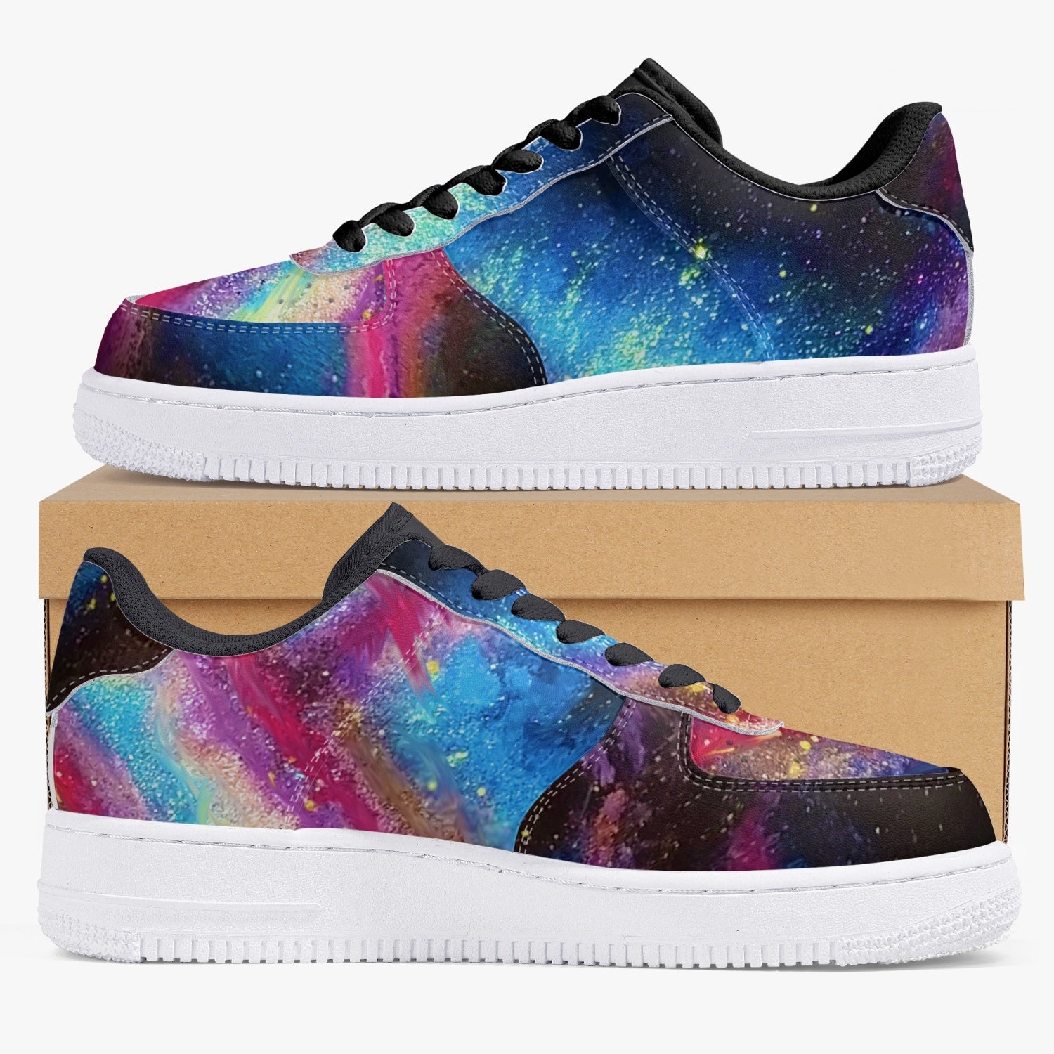 Explosive Nebula Low-Top Leather Sports Sneakers
