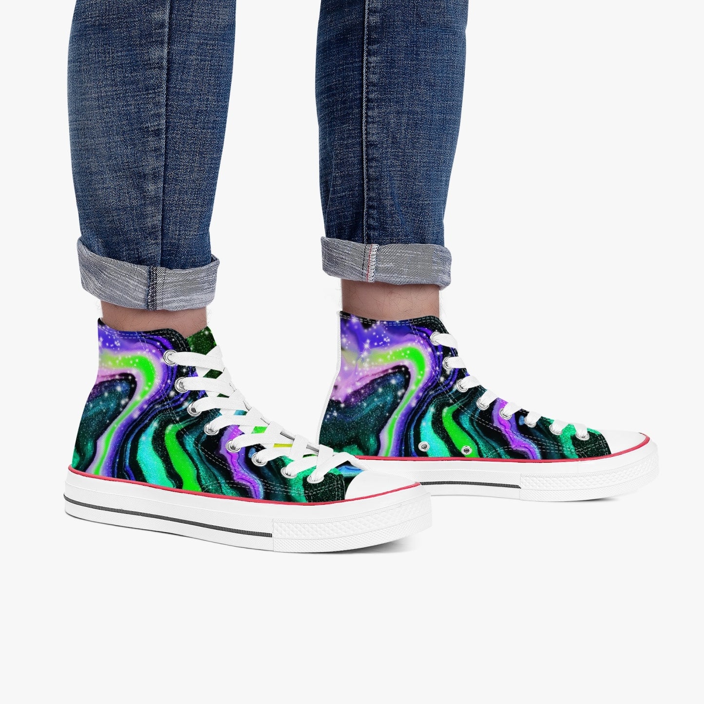 Galactic Beauty High-Top Canvas Shoes - White