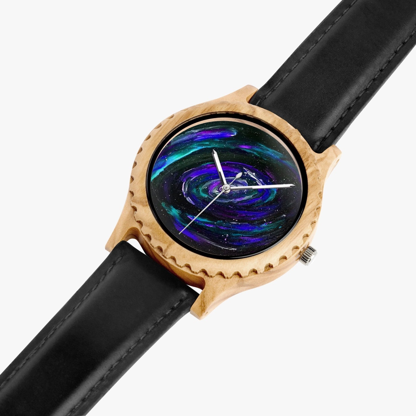 Infinite Italian Olive Lumber Wooden Watch - Leather Strap