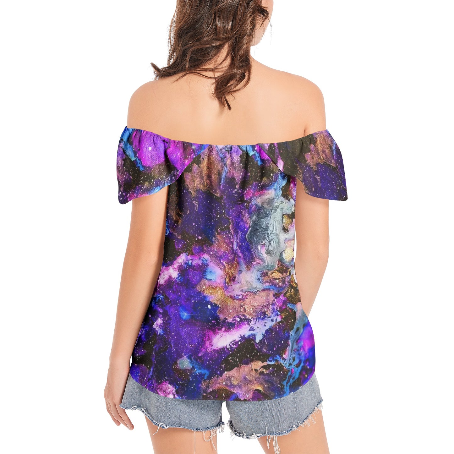 Galaxy: Purple Off The Shoulder Top