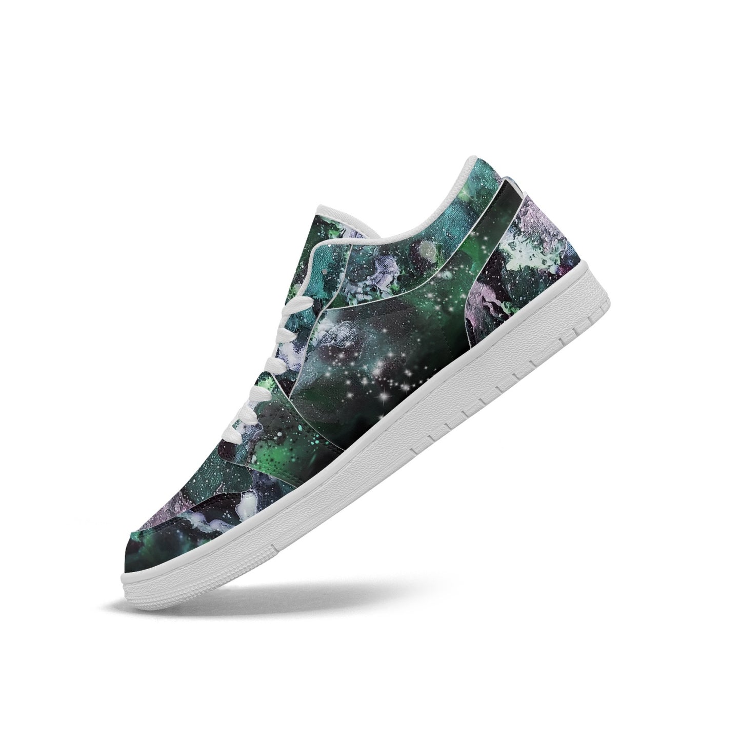 Teal Galaxy Low-Top AJ1 Leather Sneakers