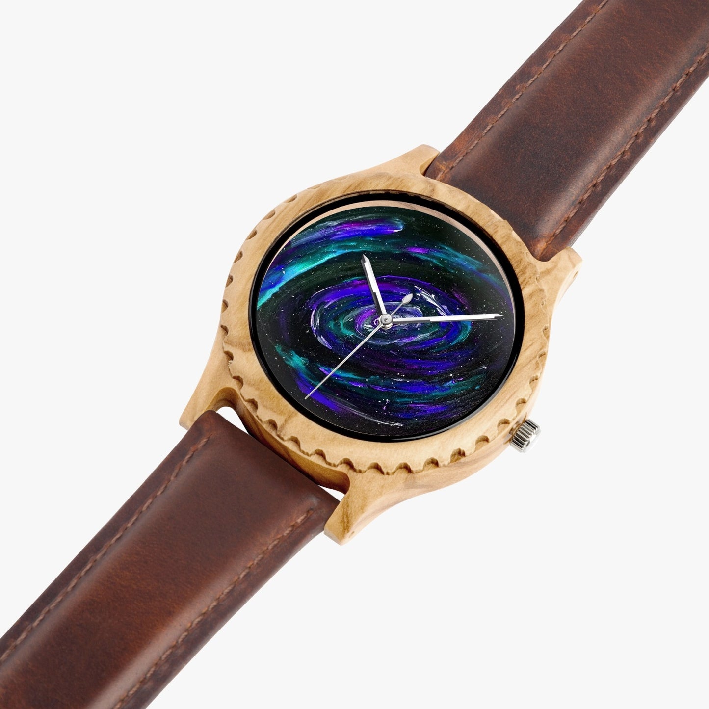 Infinite Italian Olive Lumber Wooden Watch - Leather Strap