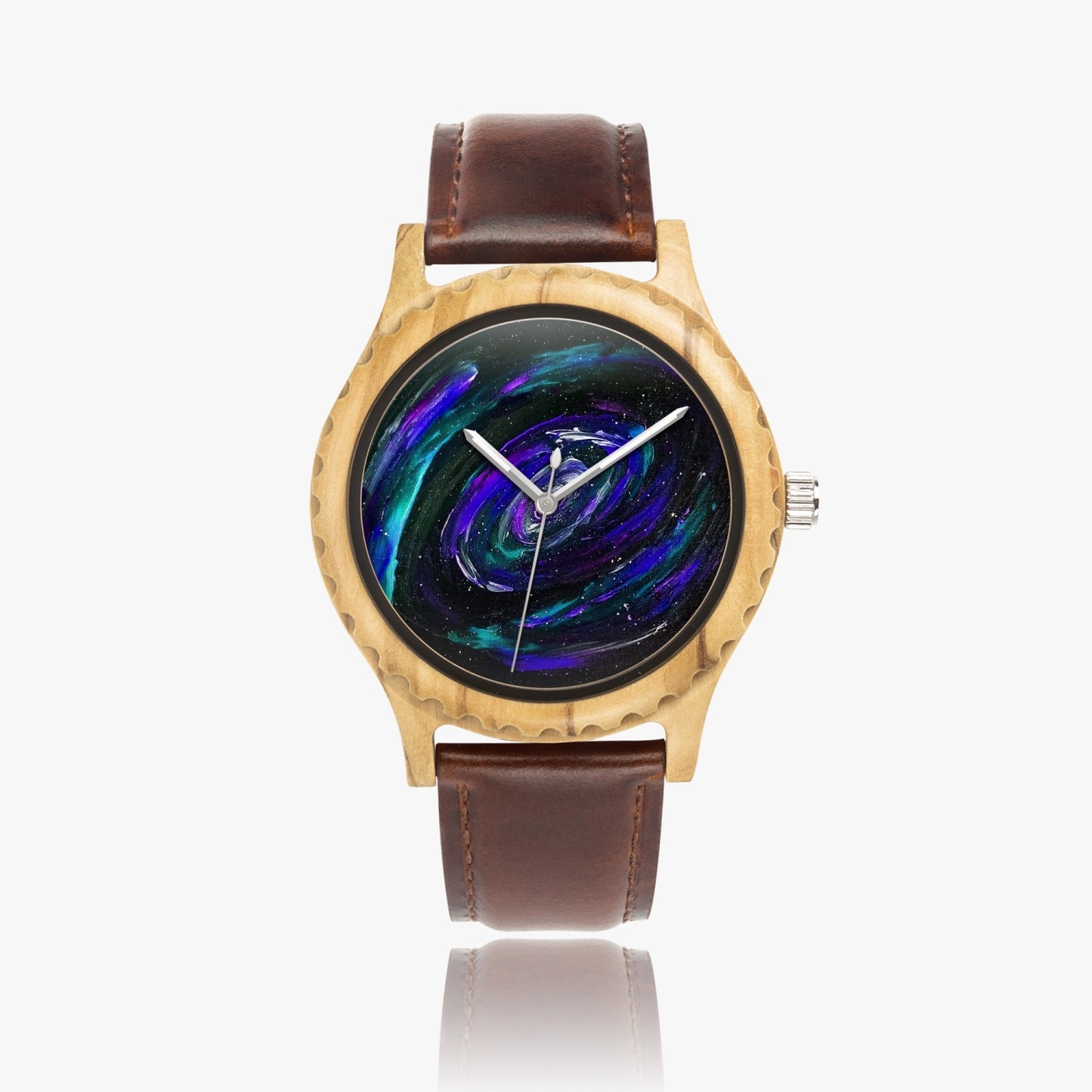 Infinite Italian Olive Lumber Wooden Watch - Leather Strap