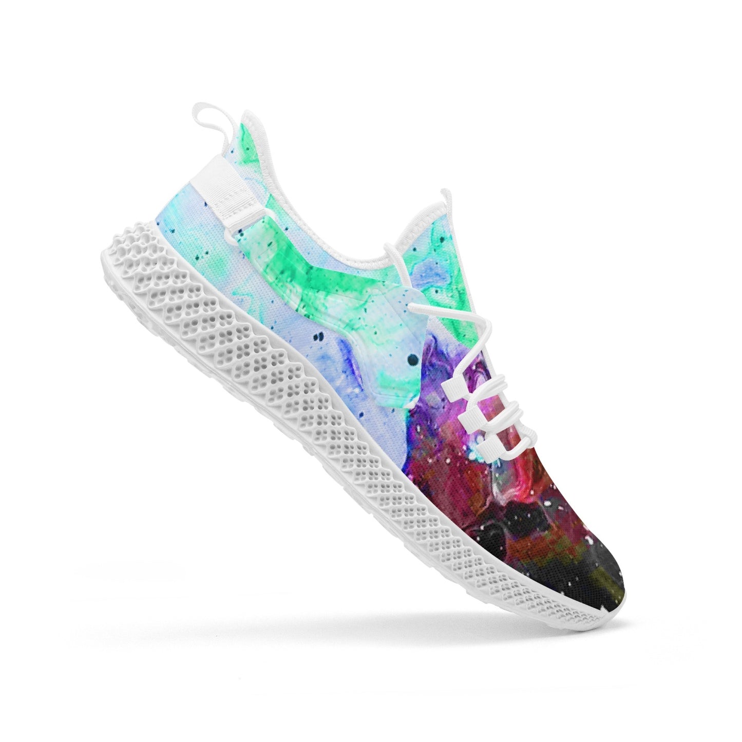 Galactic Fire Teal Mesh Knit Sneakers