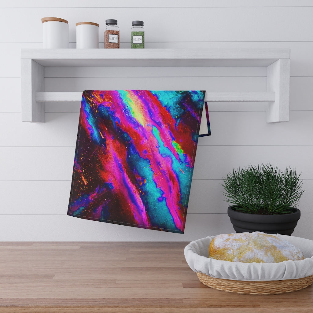 Explosive Nebula Teal Kitchen Towel