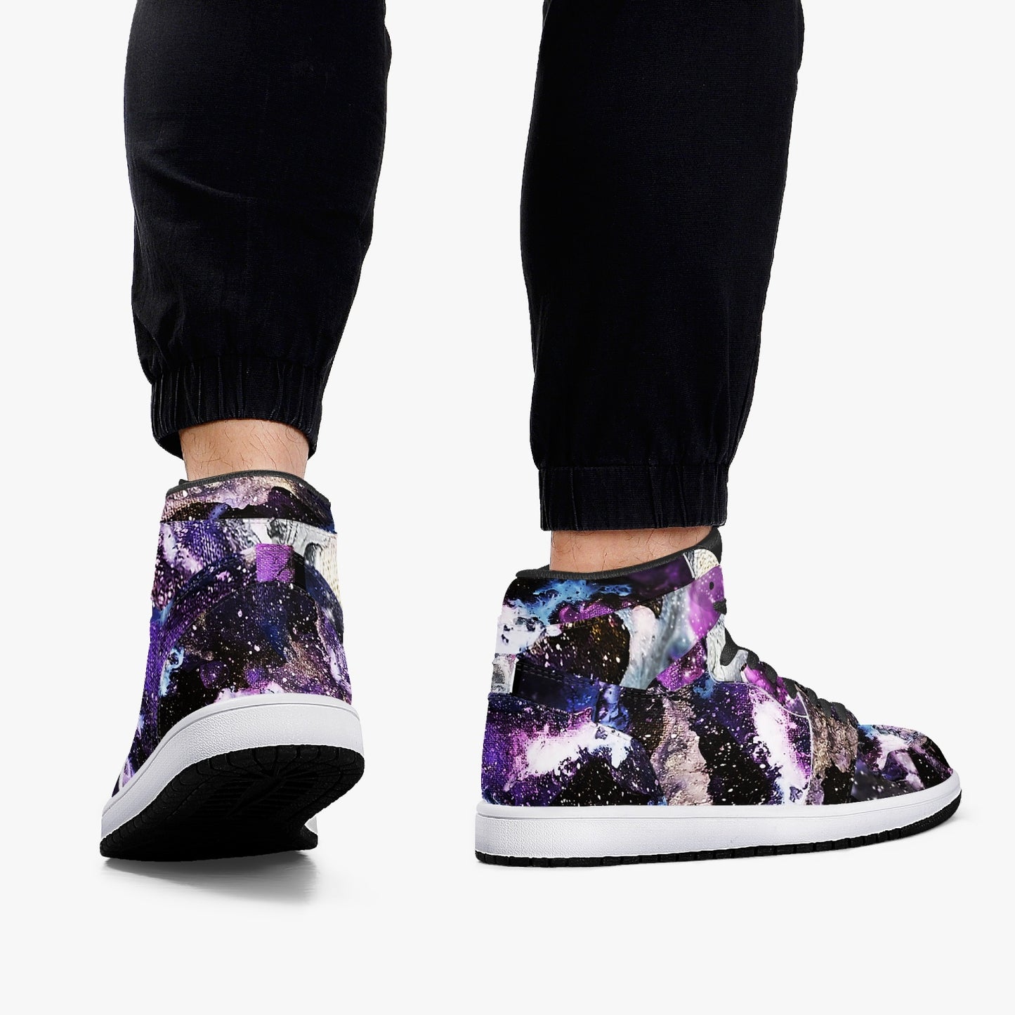 Galaxy Black High-Top Leather Sneakers