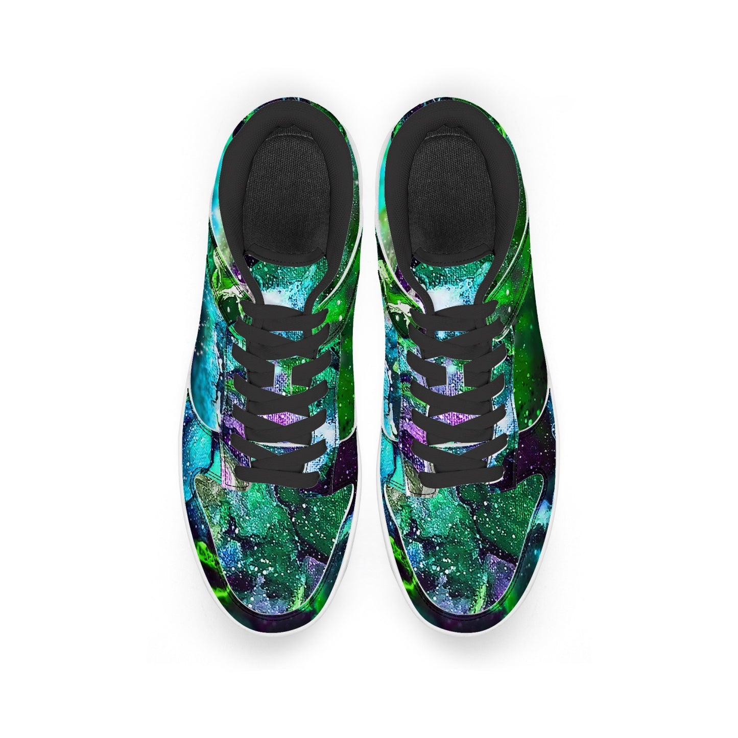 Galaxy: Green Low-Top Leather Sneakers
