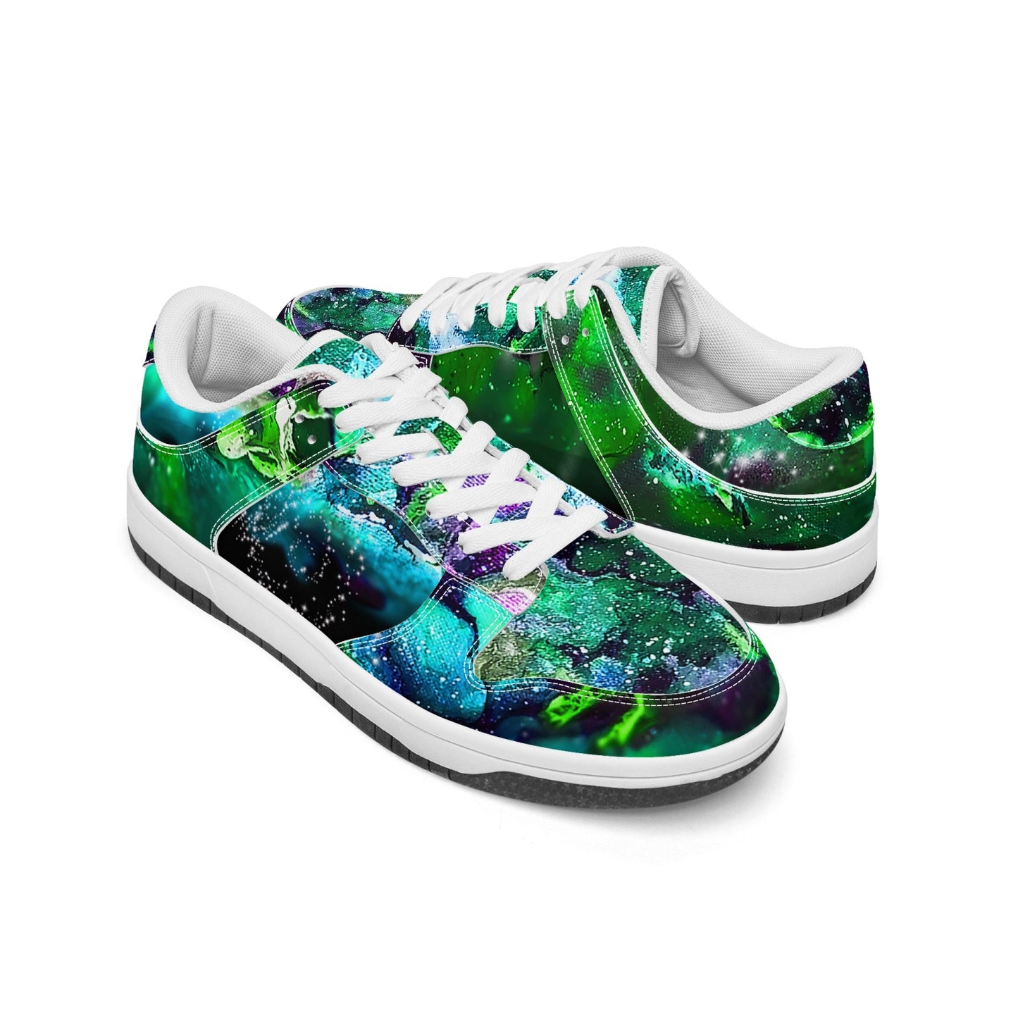 Galaxy: Green Low-Top Leather Sneakers